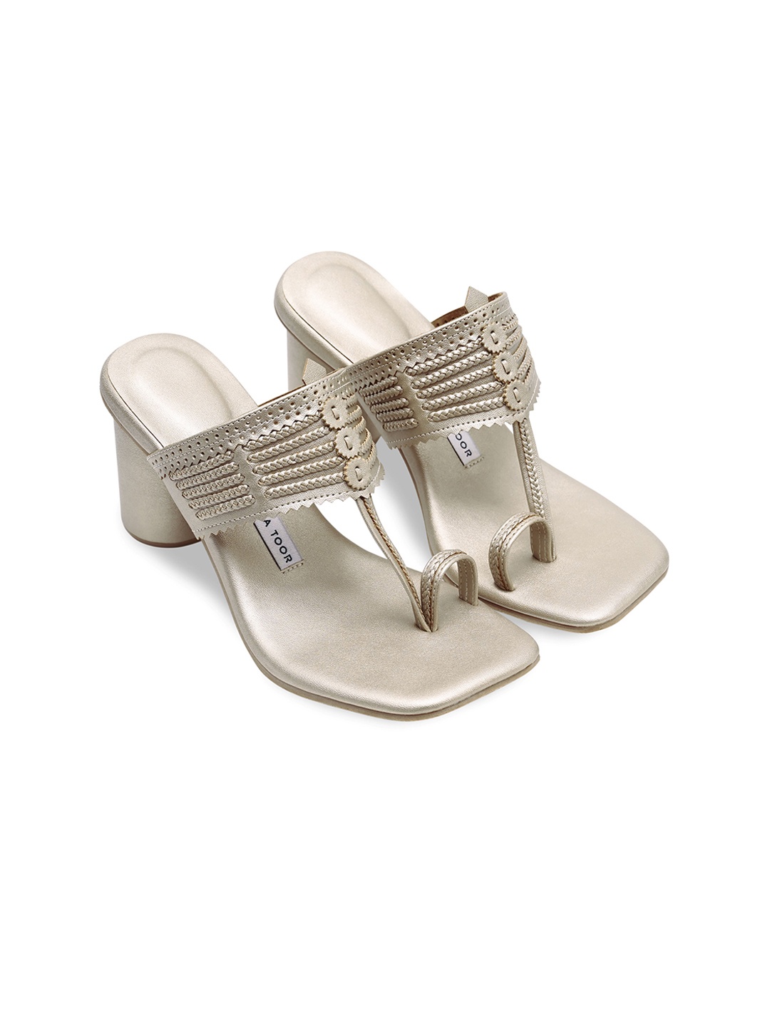 

Aprajita Toor Embellished Ethnic Block Heel Sandals, Champagne