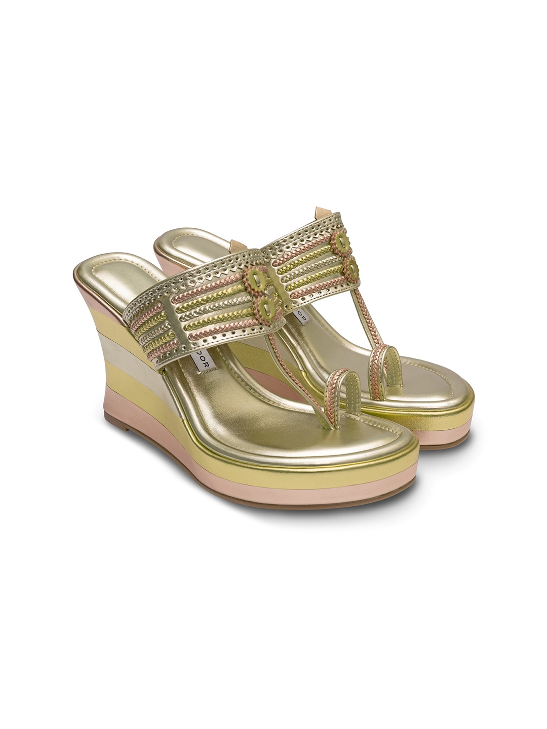 

Aprajita Toor Ethnic Synthetic Leather Wedge Sandals, Gold