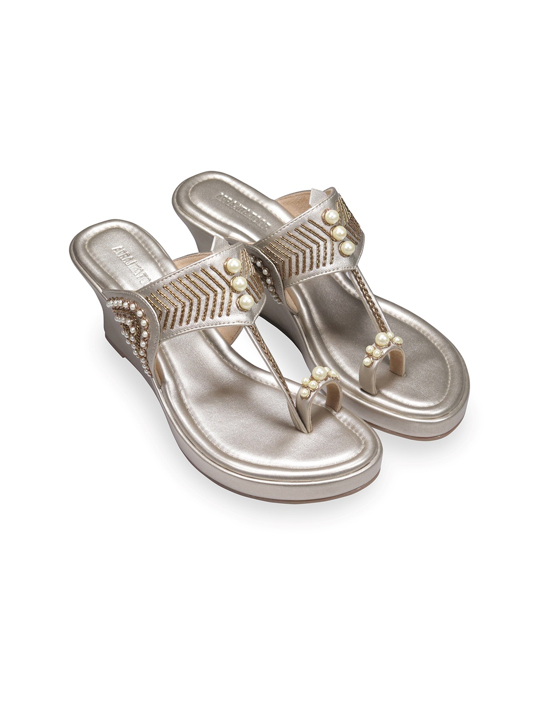 

Aprajita Toor Ethnic Embellished Wedge Sandals, Champagne