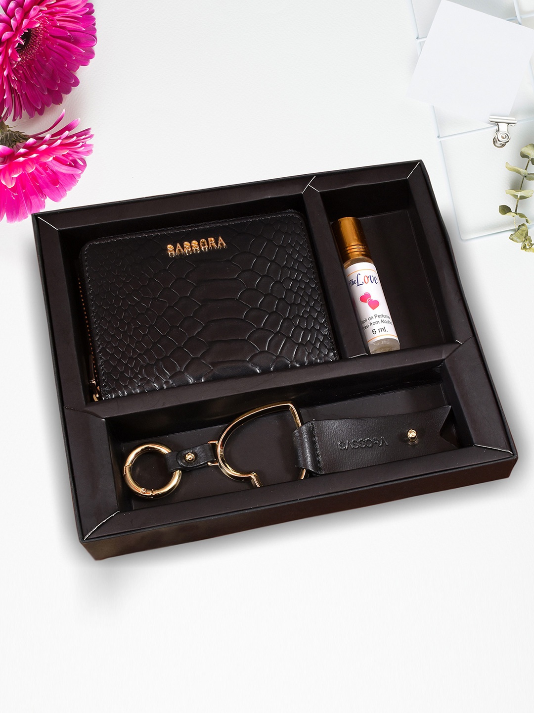 

Sassora Women Accessory Gift Set of Wallet, Card Holder, Keychain, Black