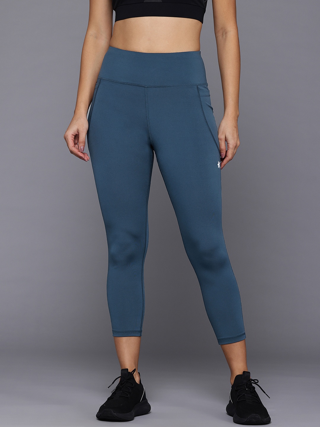 

HRX by Hrithik Roshan Women Rapid-Dry Cropped Running Tights, Blue