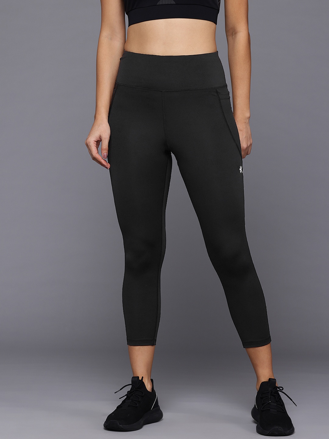 

HRX by Hrithik Roshan Women Rapid-Dry Cropped Running Tights, Black