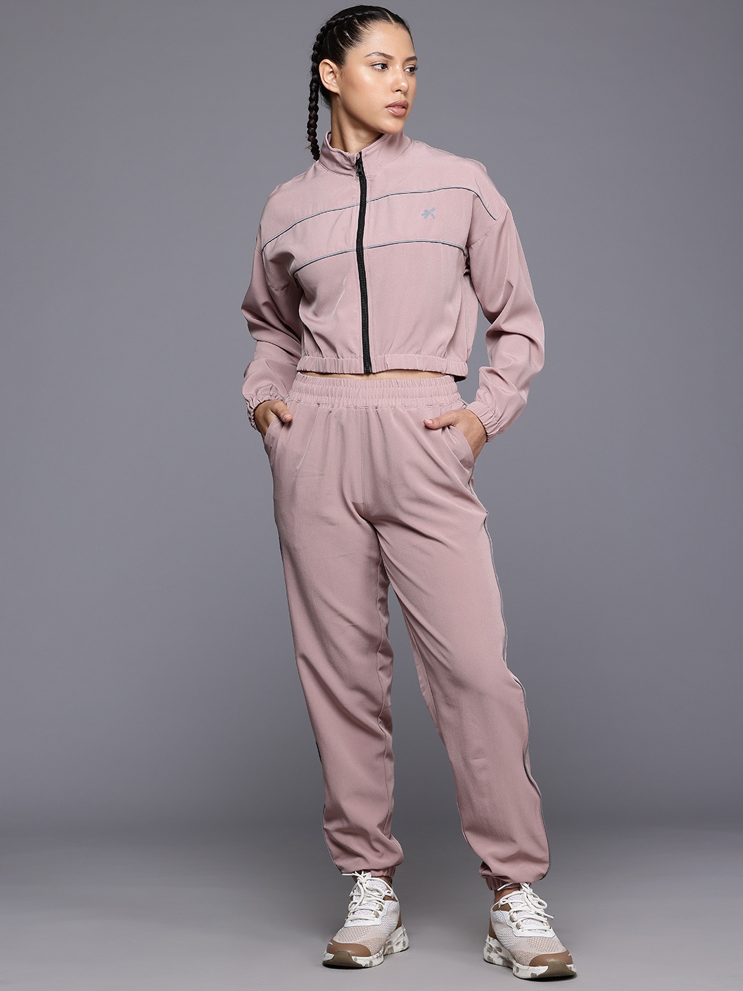 

HRX by Hrithik Roshan Rapid Dry Mock Collar Running Tracksuit, Rose