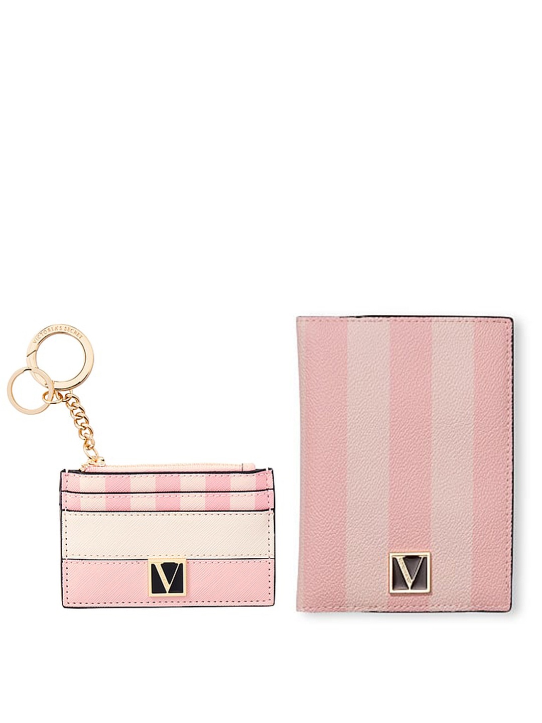

Victoria's Secret Women Striped Passport Case With Card Holder, Pink