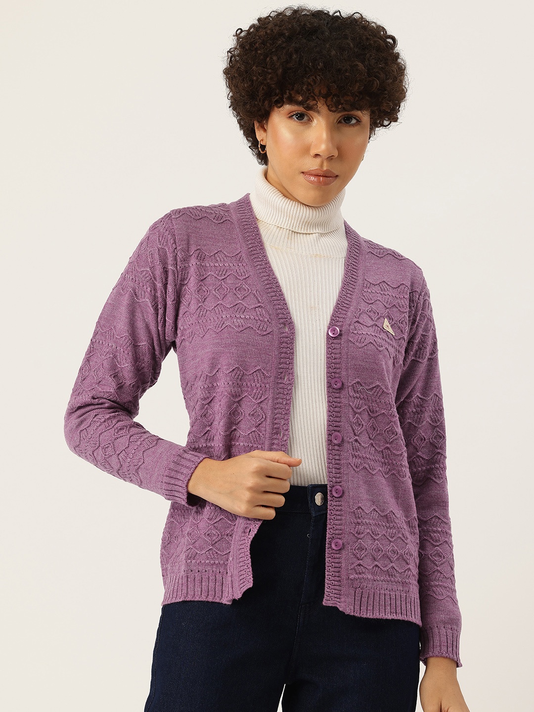 

Monte Carlo Self Design Acrylic Cardigan, Mauve