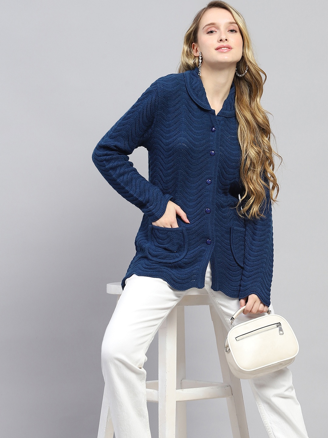 

Monte Carlo Cable Knit Cardigan Sweaters, Blue