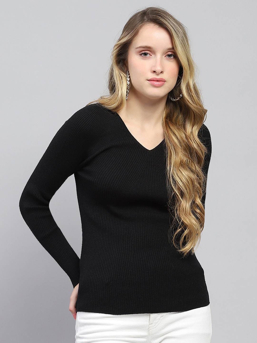 

Monte Carlo Ribbed Pullover Sweaters, Black