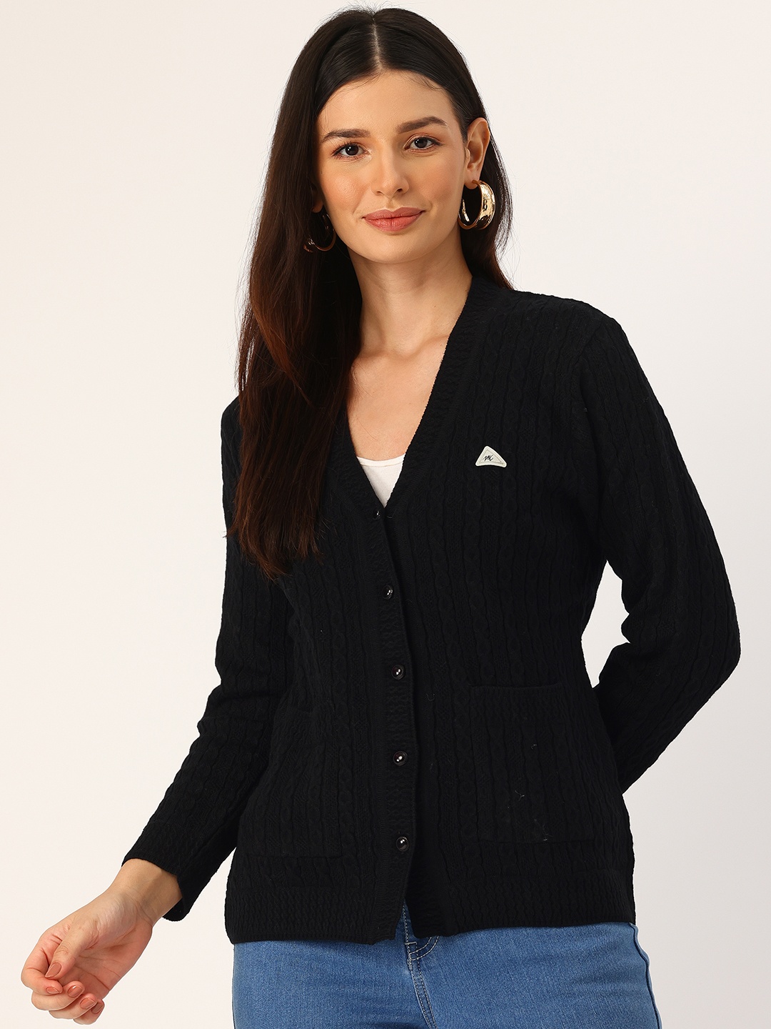 

Monte Carlo Women Cable Knit Cardigan, Black
