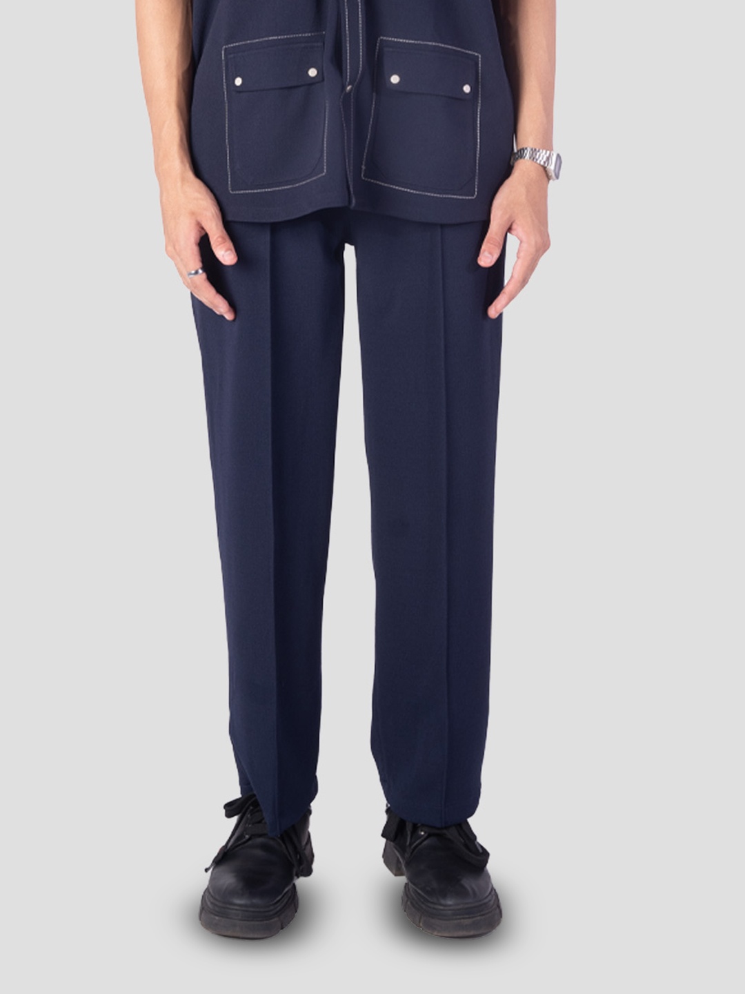 

HOP HEAD Unisex Relaxed Straight Fit Trousers, Navy blue