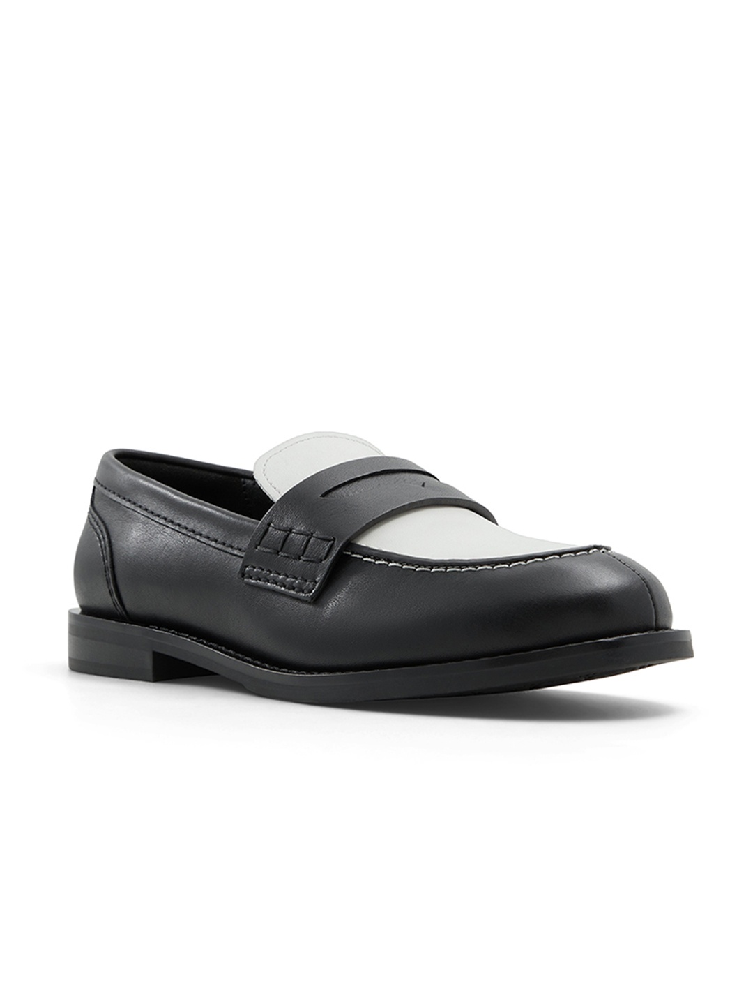 

ALDO Women Colourblocked Leather Loafers, Black