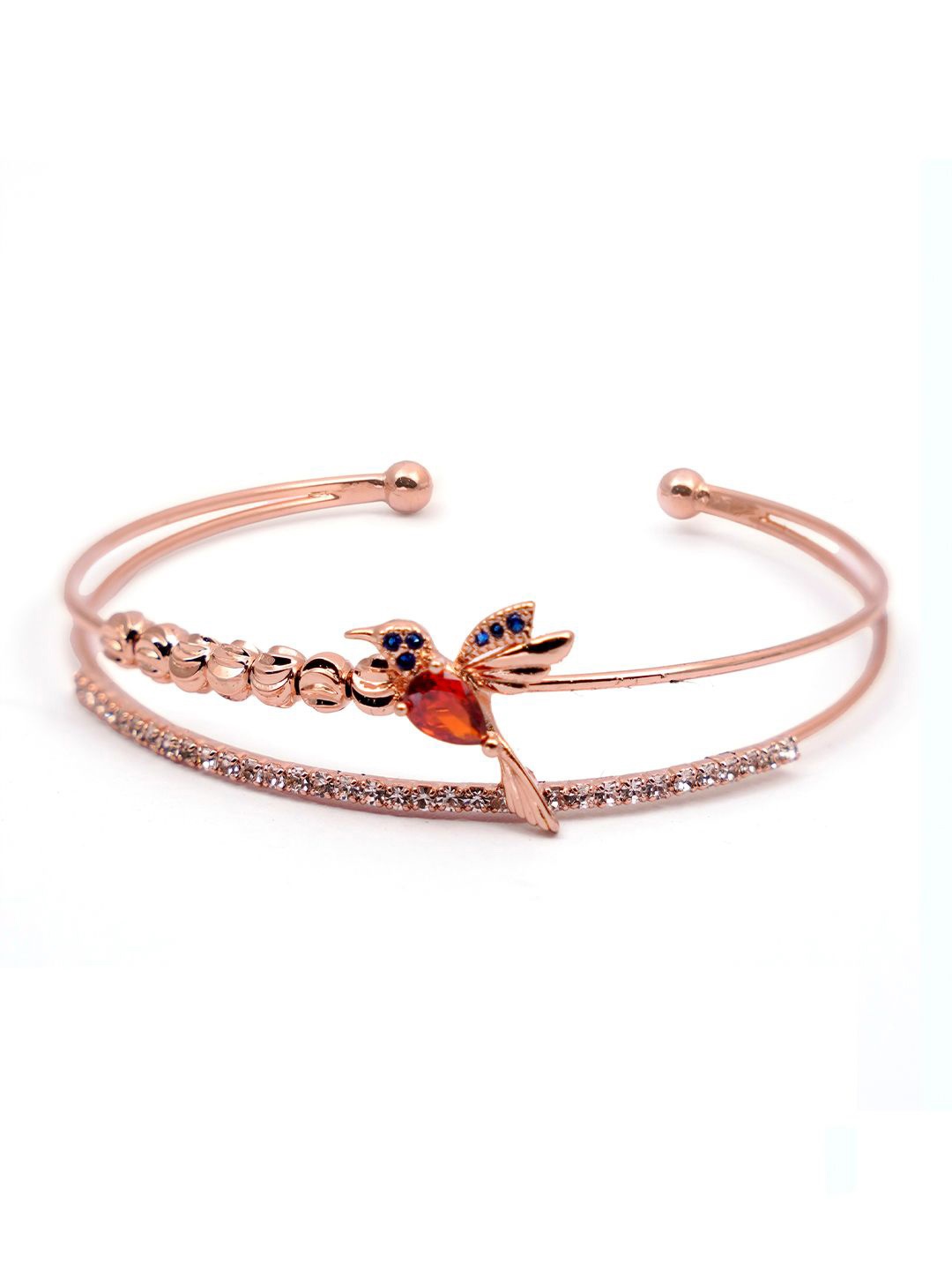 

SWASHAA Cubic Zirconia Rose Gold-Plated Cuff Bracelet