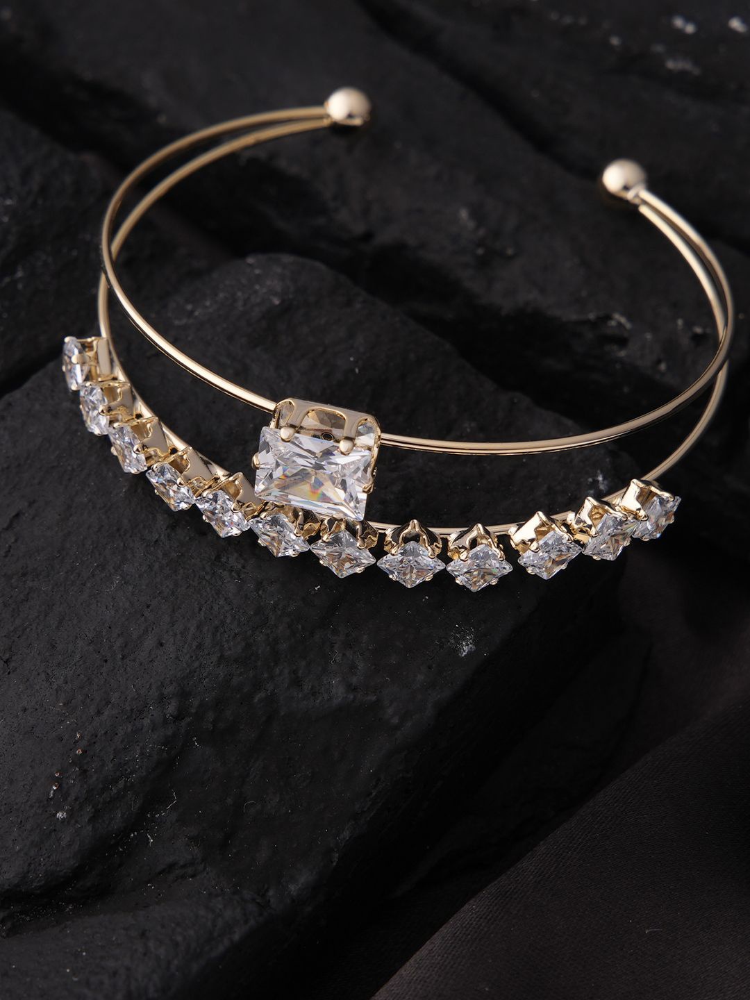 

SWASHAA Tabitha Cubic Zirconia Gold Plated Cuff Bracelet