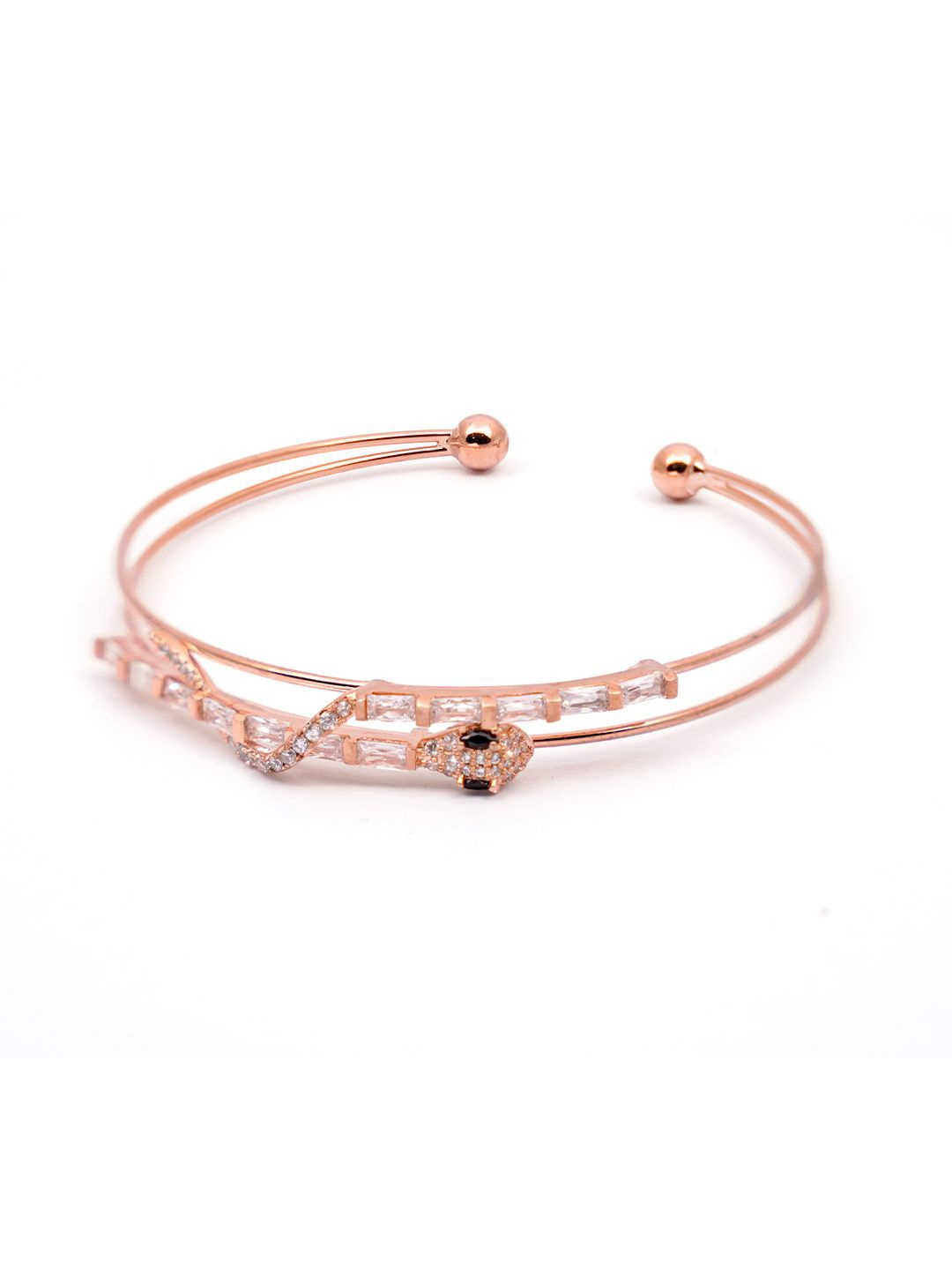 

SWASHAA Petunia Snake Rose Gold-Plated Cubic Zirconia Cuff Bracelet