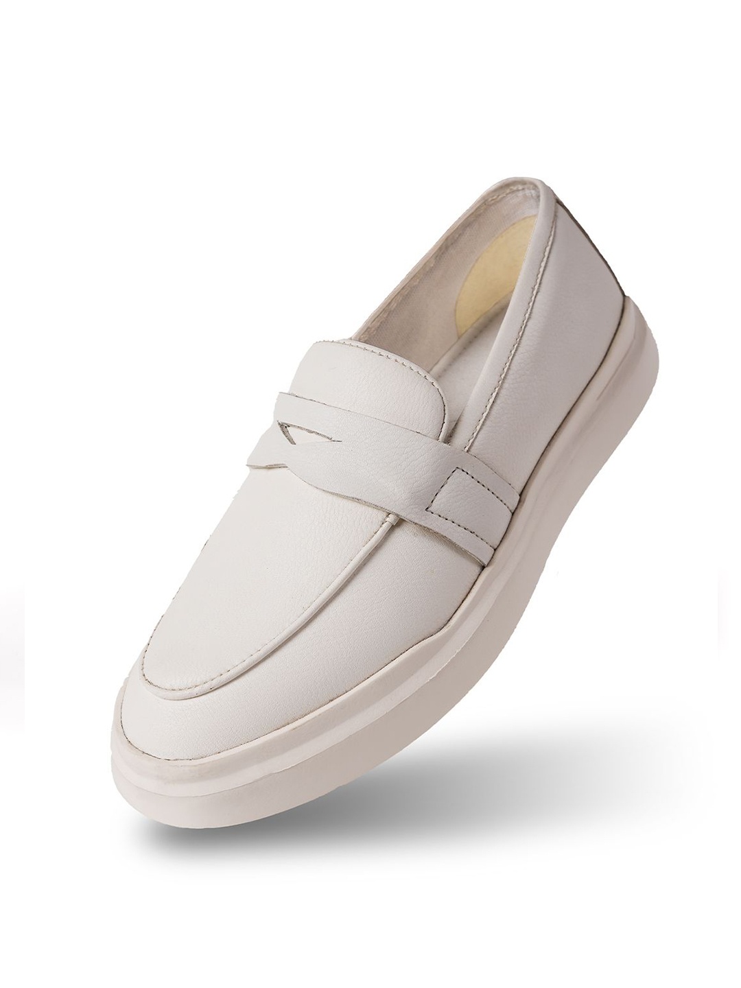 

MONKSTORY Men PU Slip-On Sneakers, White