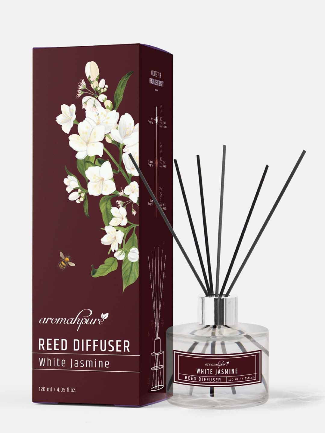 

Aromahpure Maroon 6 Pieces Reed Sticks Jasmine Aroma Oil Diffusers 120ml