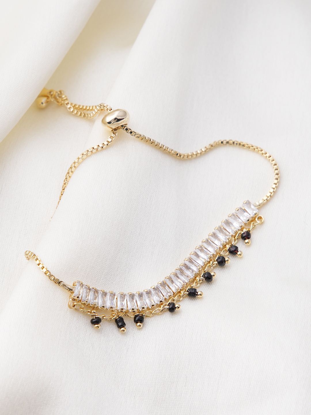

SWASHAA Dia Cubic Zirconia Gold-Plated Wraparound Mangalsutra Bracelet