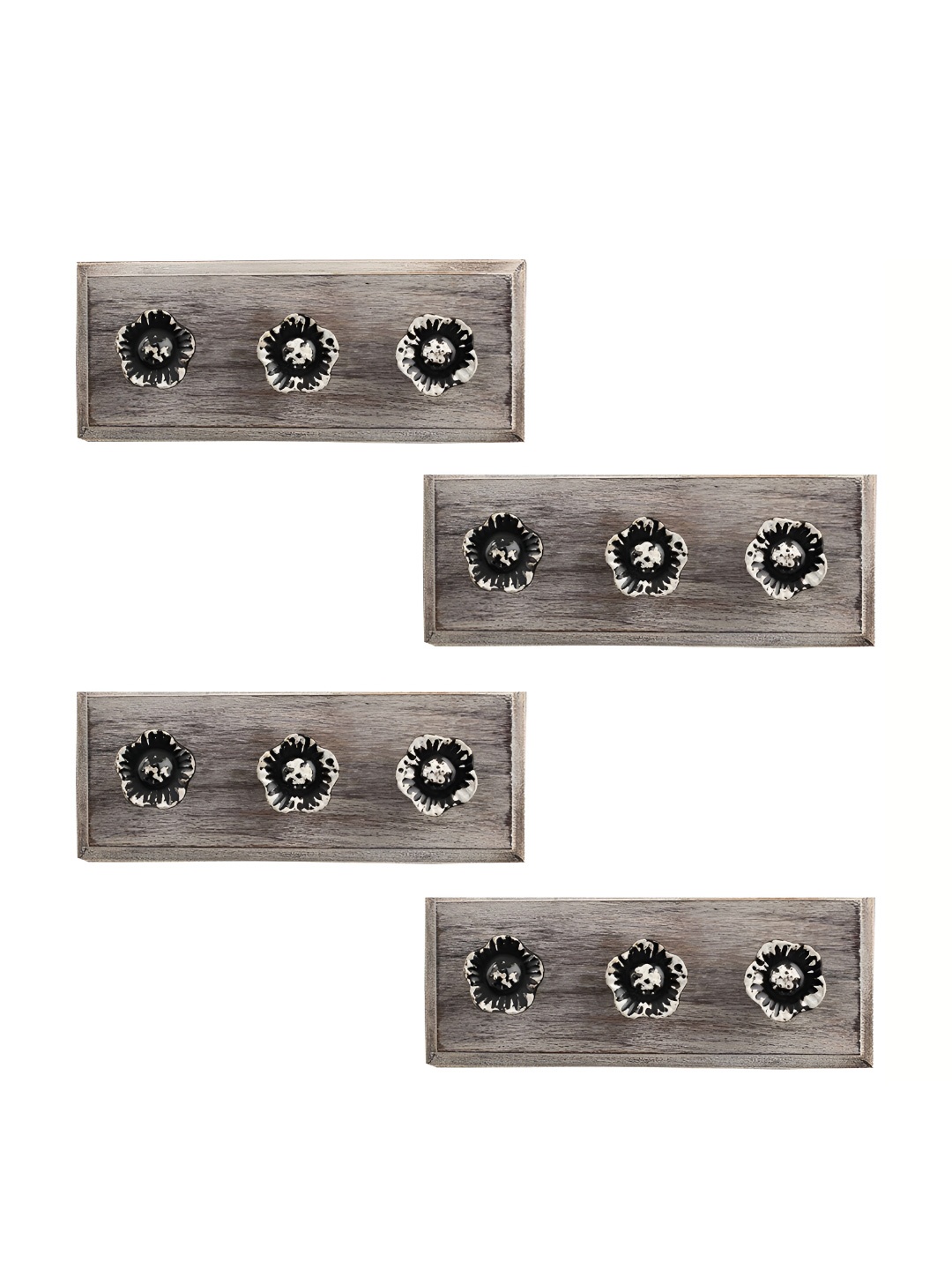 

Indianshelf Set Of 4 Black & Brown Textured Wooden Hooks
