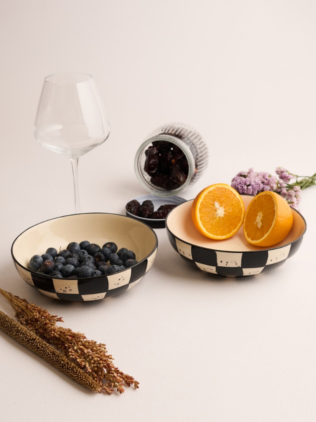 

BlackCarrot Black & Cream 2 Pieces Printed Ceramic Snack Bowls 750 ml