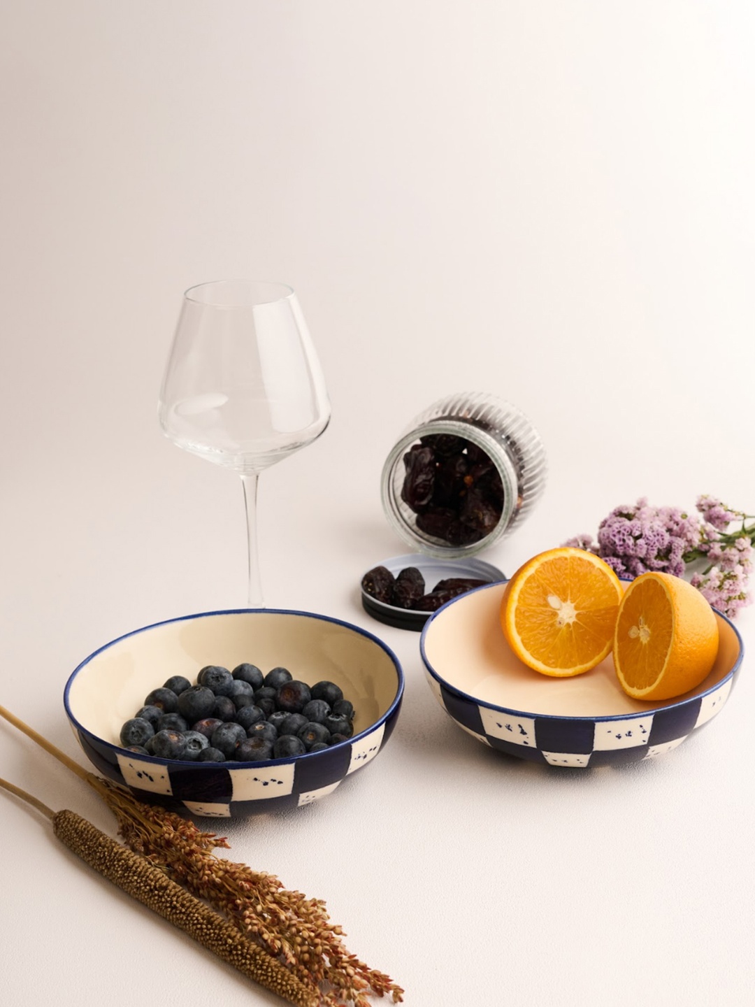 

BlackCarrot Blue & Cream 2 Pieces Printed Ceramic Snack Bowls 750 ml