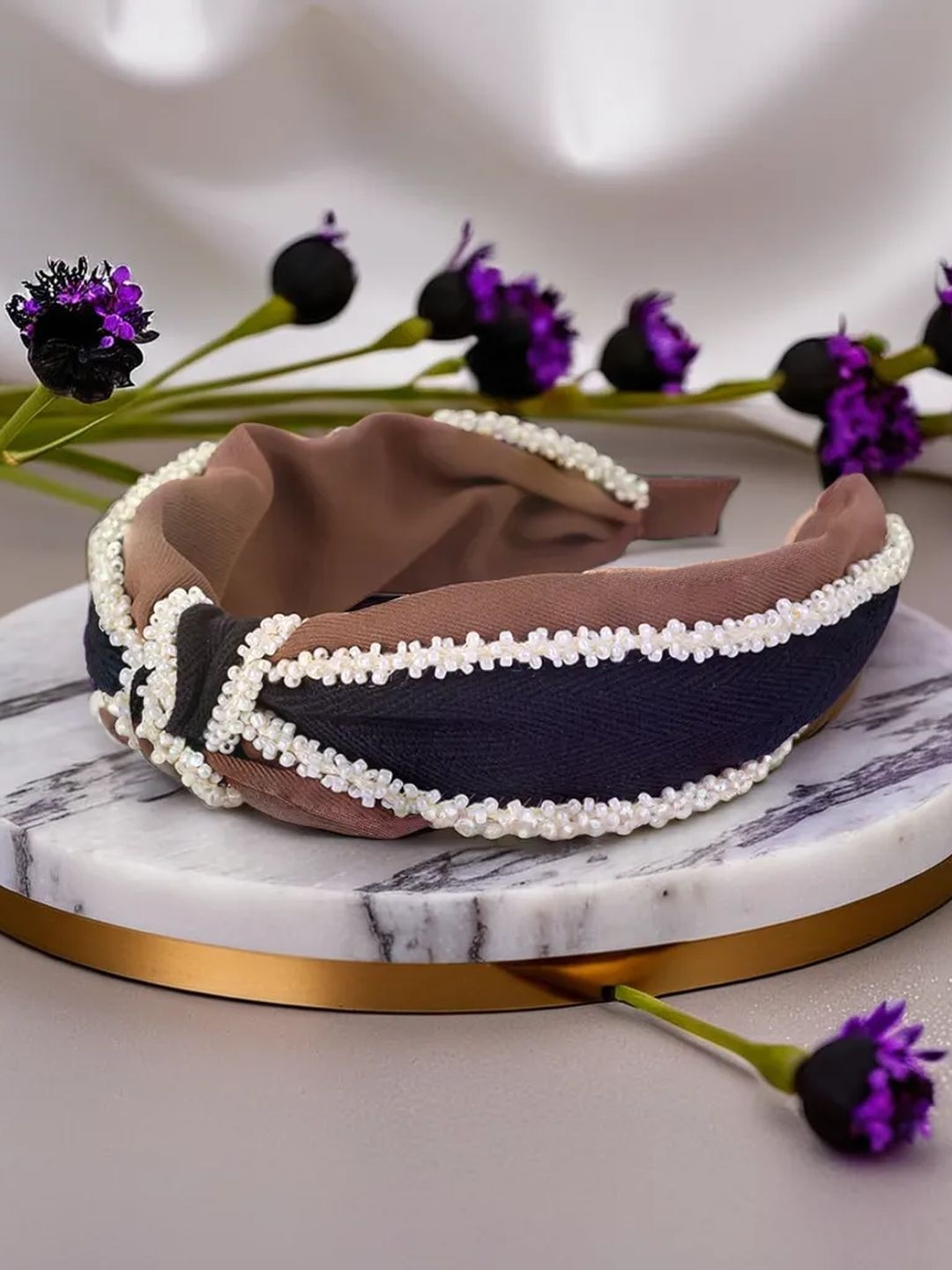 

SANASH Collections Women Embellished Hairband, Coffee brown