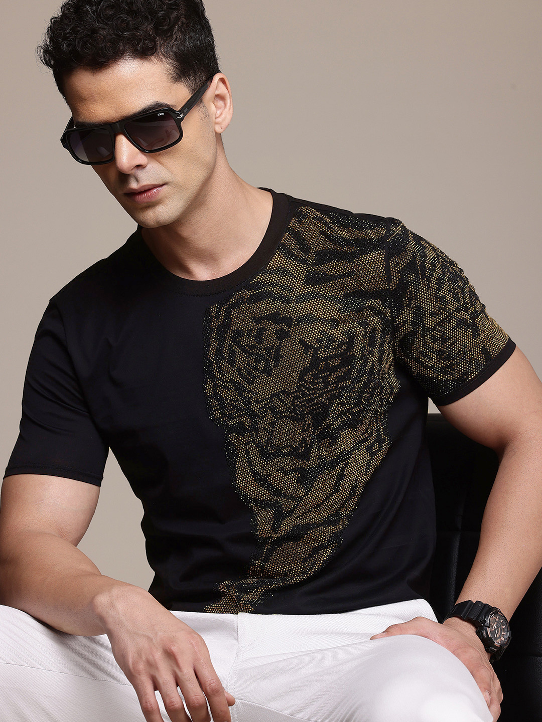 

FCUK Graphic Embellished Slim Fit T-shirt, Black