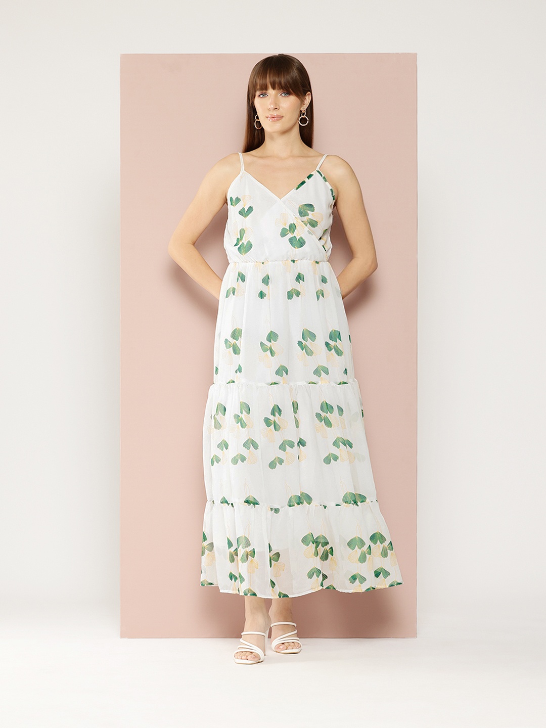 

Ironic Creation Floral Print Georgette Maxi Dress, White
