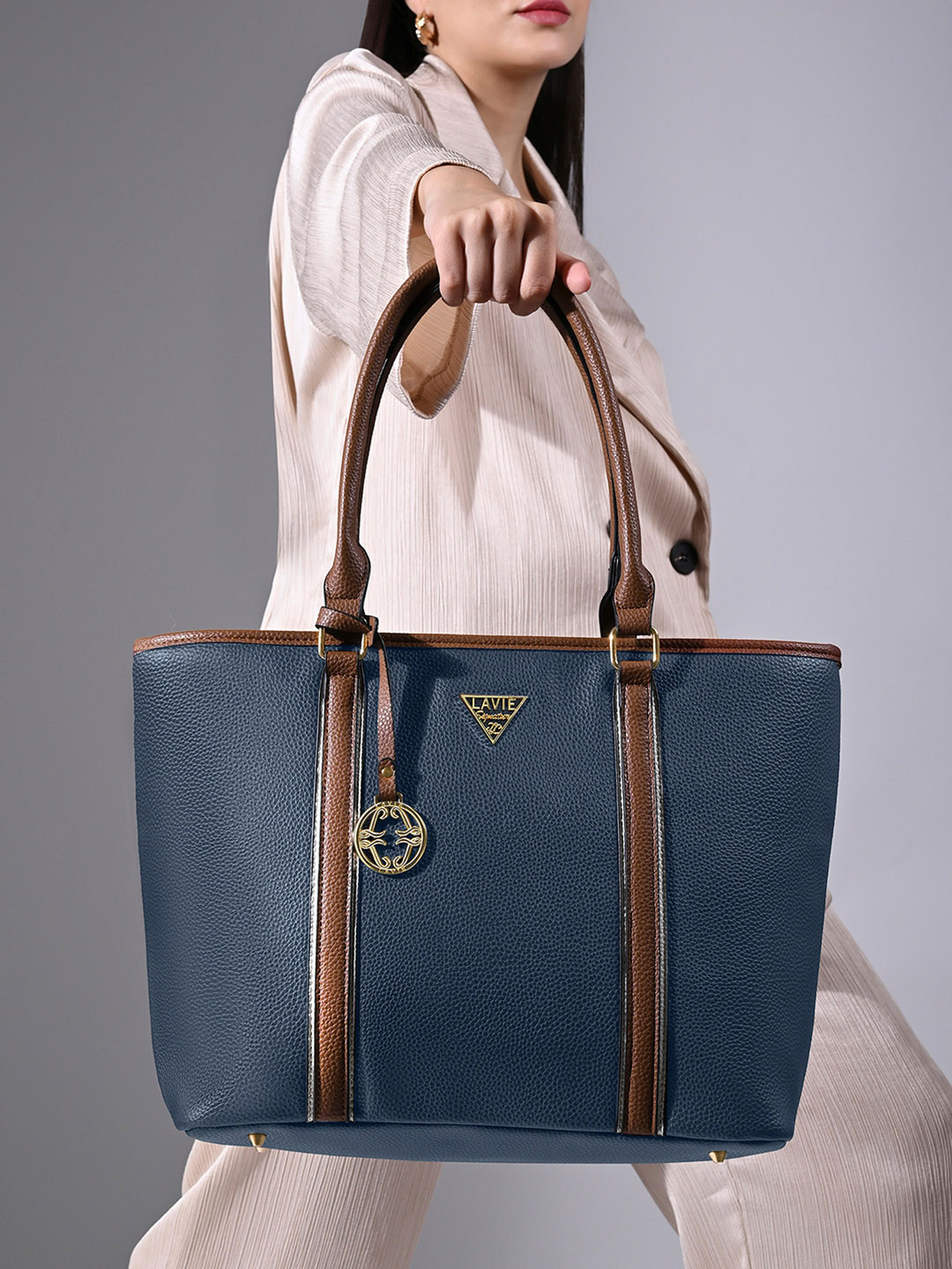 

LAVIE Signature Women Vegas Tote Handbag, Navy blue