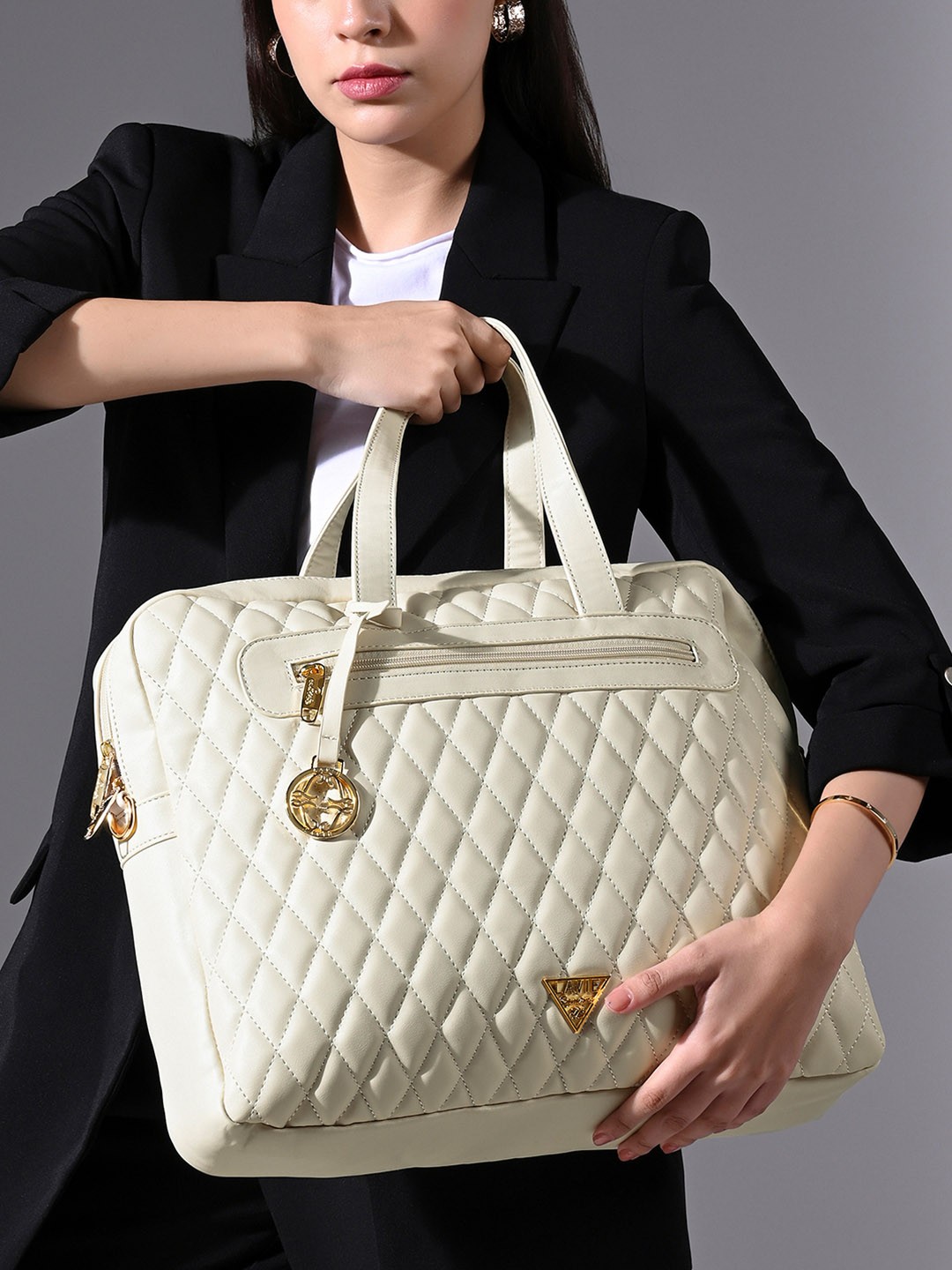 

LAVIE Signature Women Arizona, Fits Upto 15" Laptop Handbag, Off white