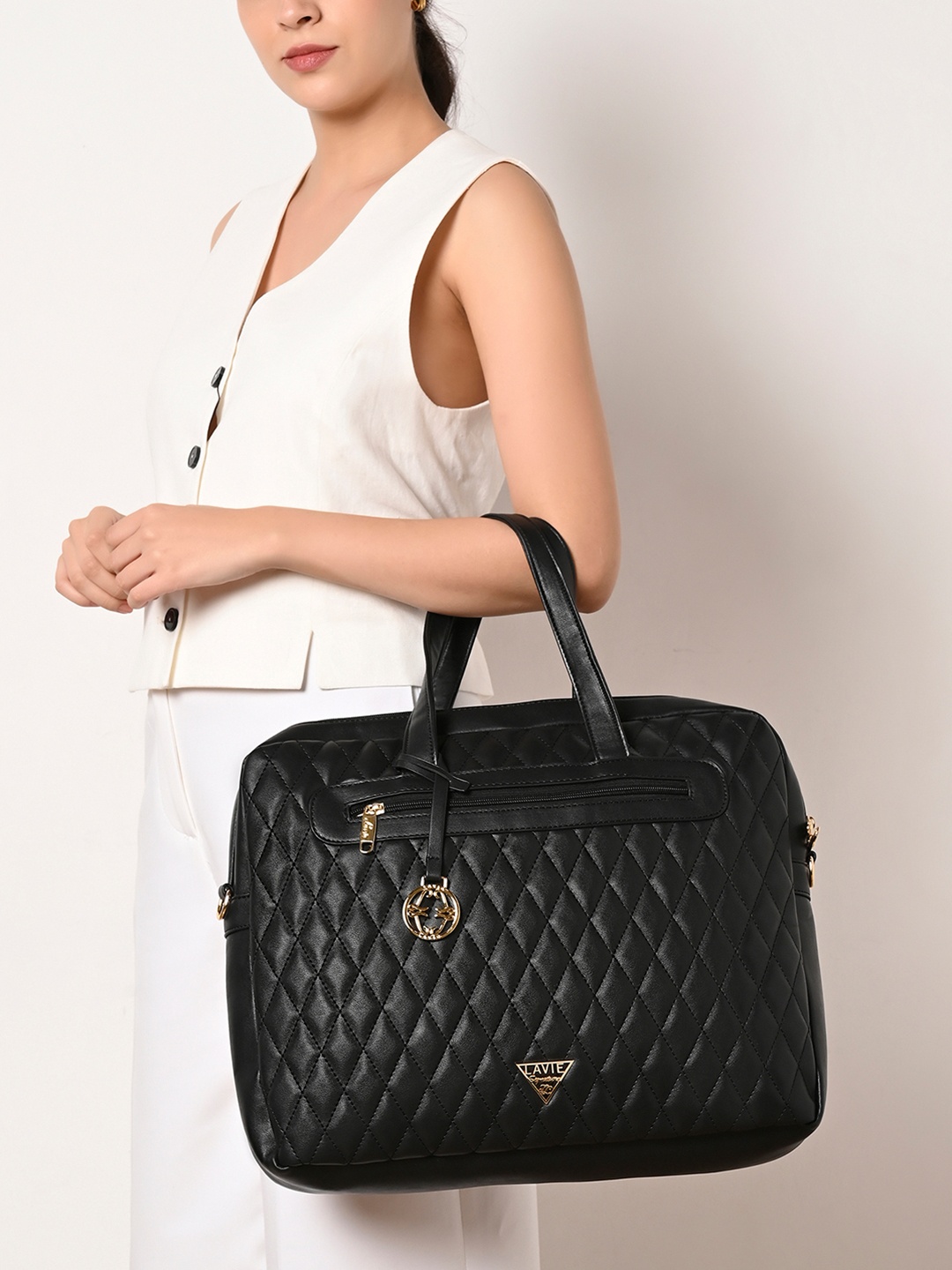 

LAVIE Signature Women Arizona, Fits Upto 15" Laptop Handbag, Black