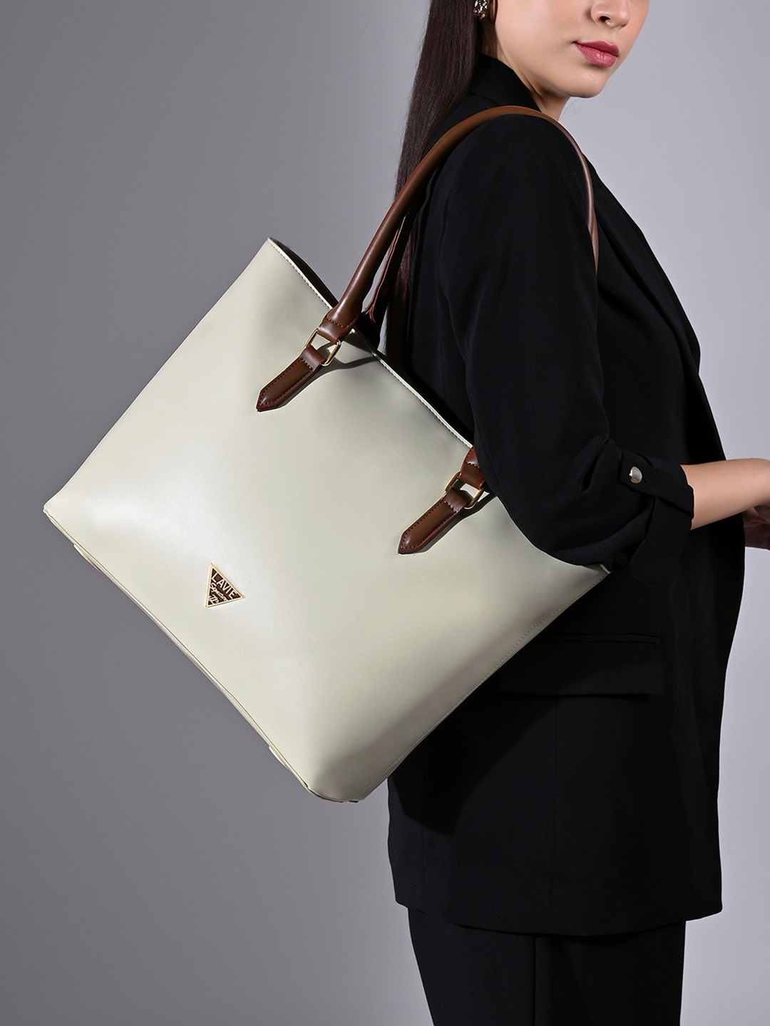 

LAVIE Signature Women Detroit Pro, Fits Upto 15 Inch Tote Handbag, Off white