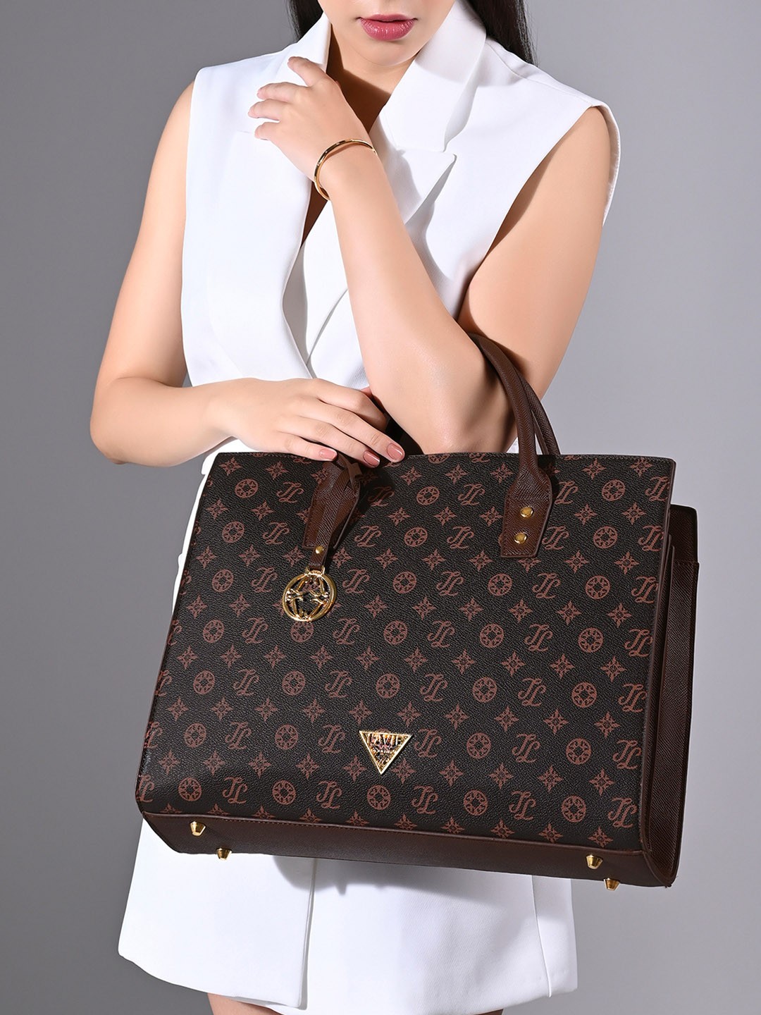 

LAVIE Signature Women Brooklyn, Fits Upto 15 Inch Laptop Satchel Handbag, Coffee brown