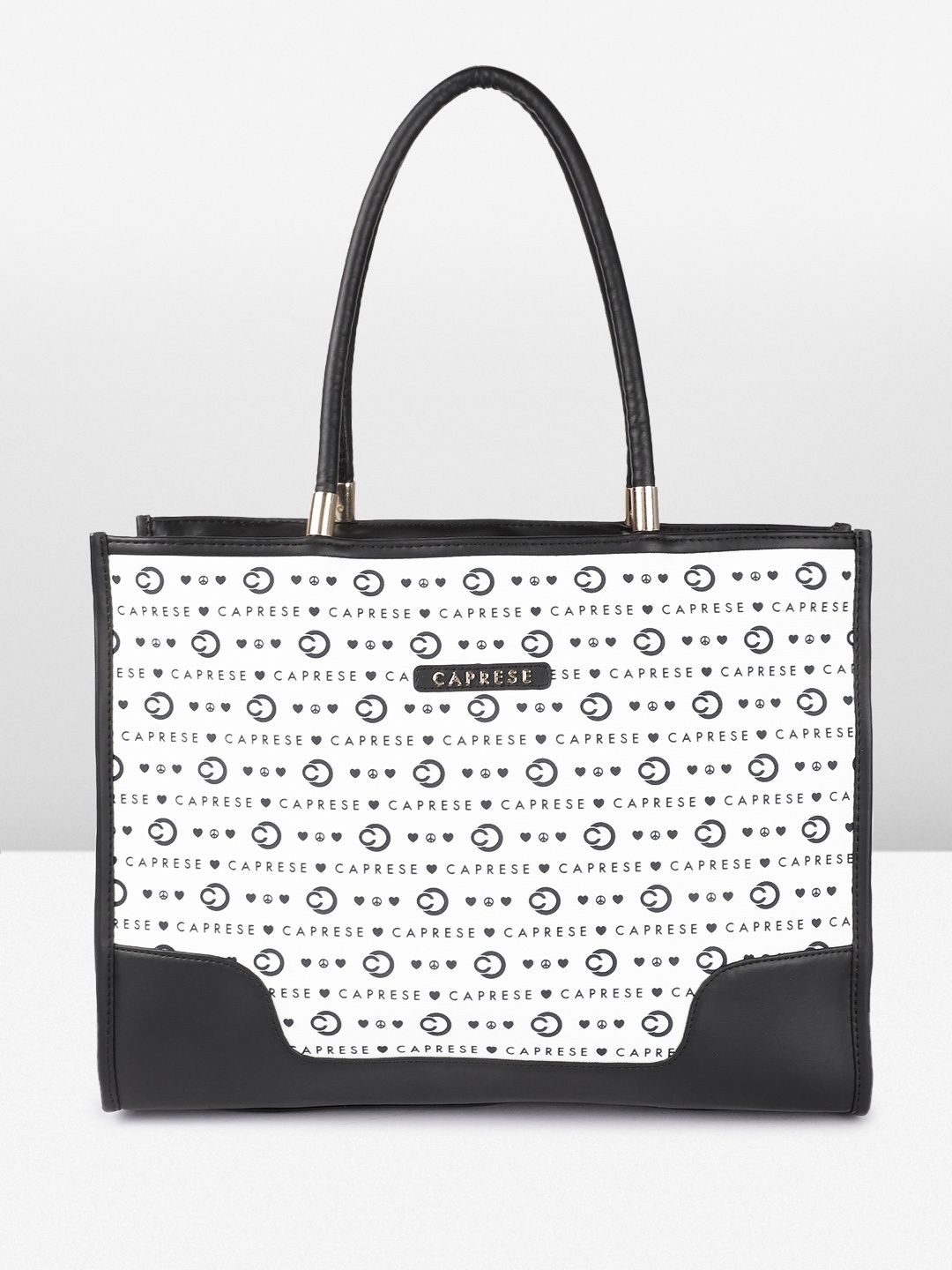 

Caprese Typography Printed Structured Handheld Bag, White