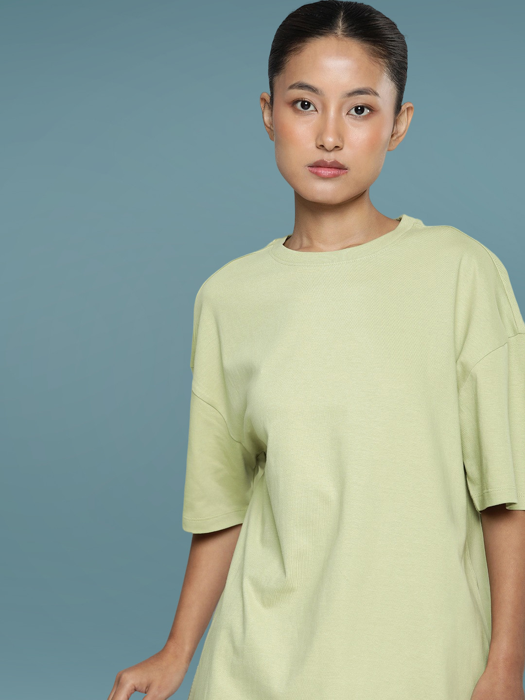 

DressBerry Women Solid Round Neck Cotton T-Shirt, Olive