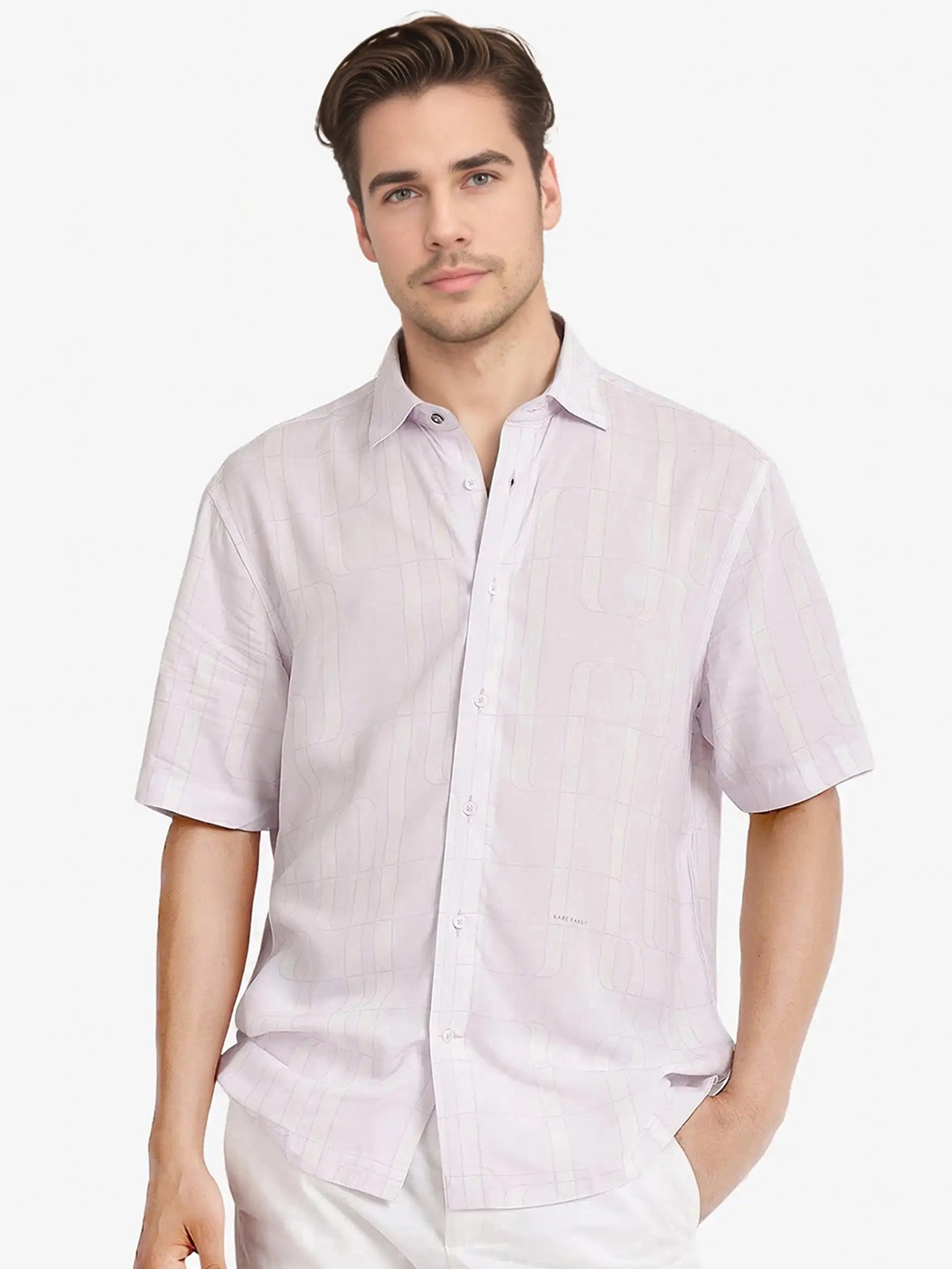 

RARE RABBIT Men Comfort Opaque Striped Casual Shirt, Lavender