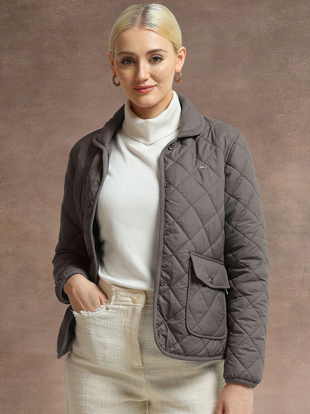 

U.S. Polo Assn. Women Solid Quilted Jacket, Grey