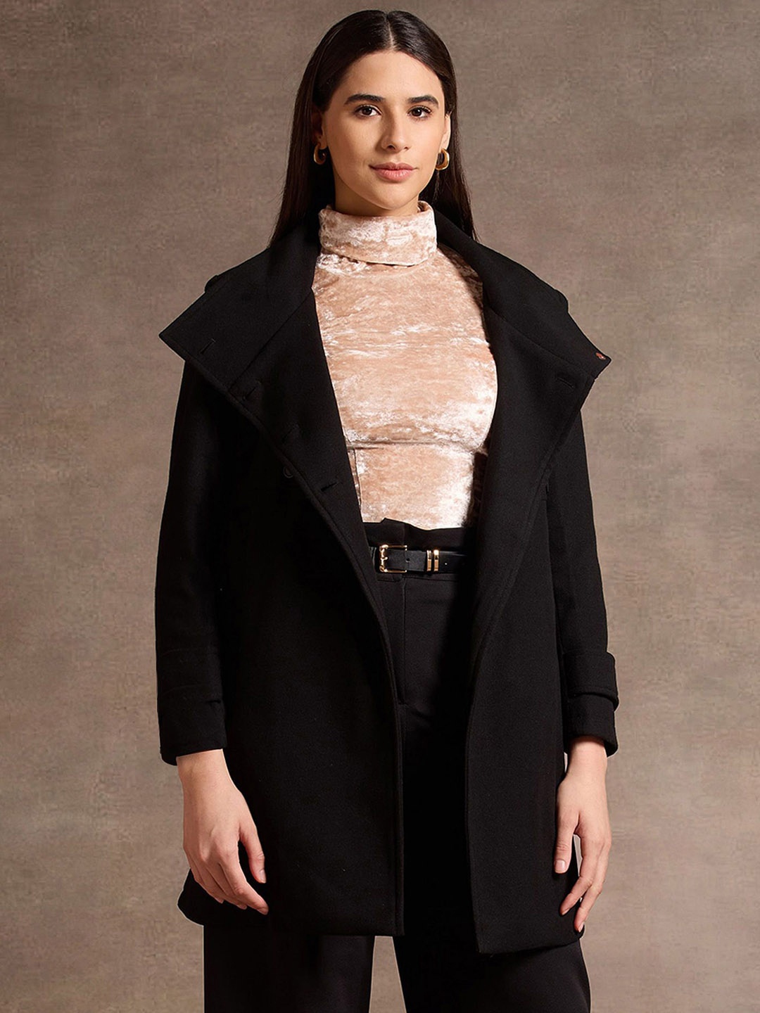 

U.S. Polo Assn. Women Solid Longline Duster Jacket, Black