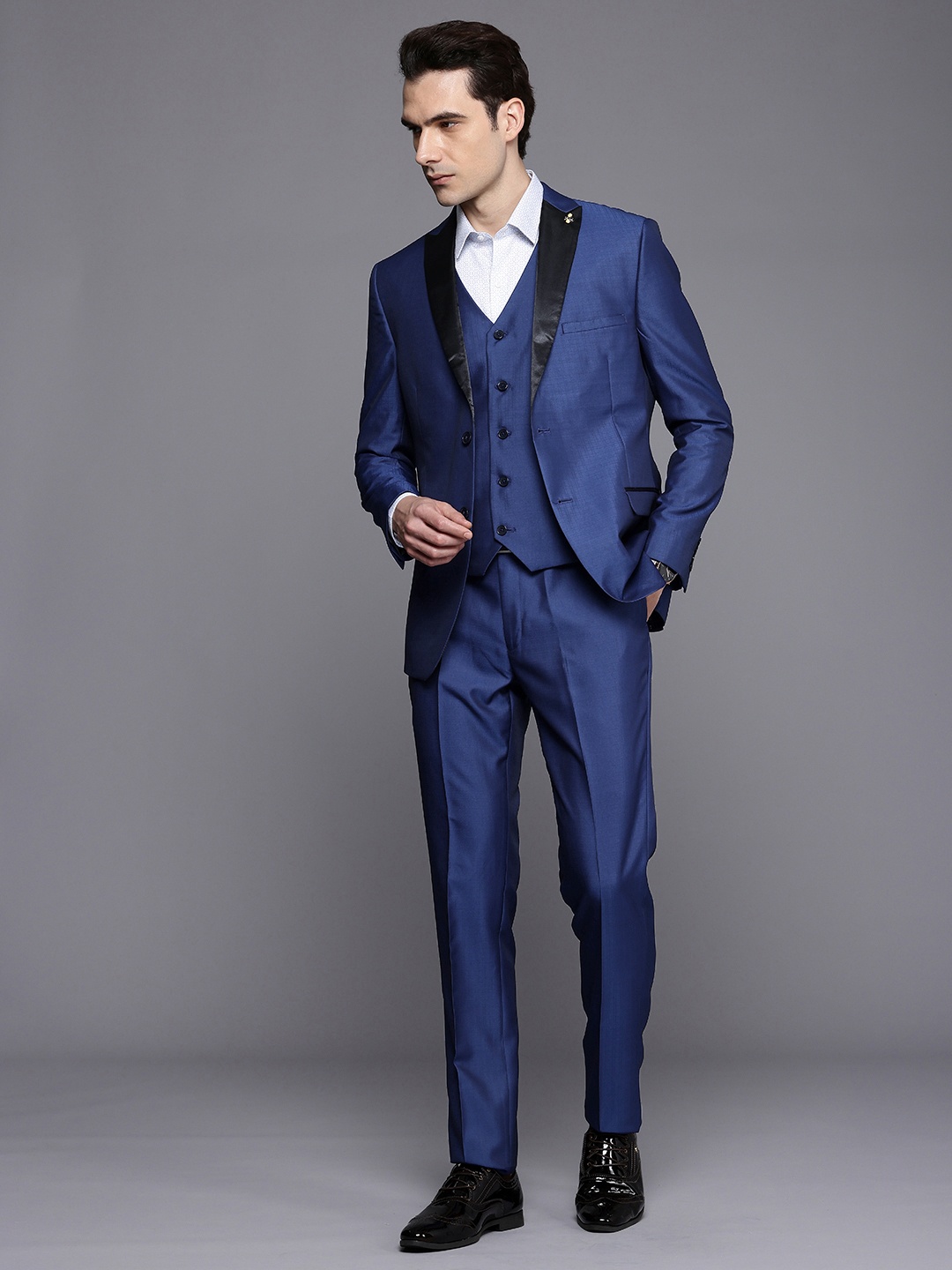 

Theme Men 3 Piece Checked Slim Fit Suit, Blue