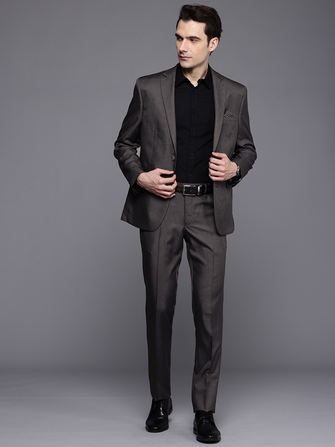 

Theme Men 2 Piece Solid Regular Fit Suit, Grey