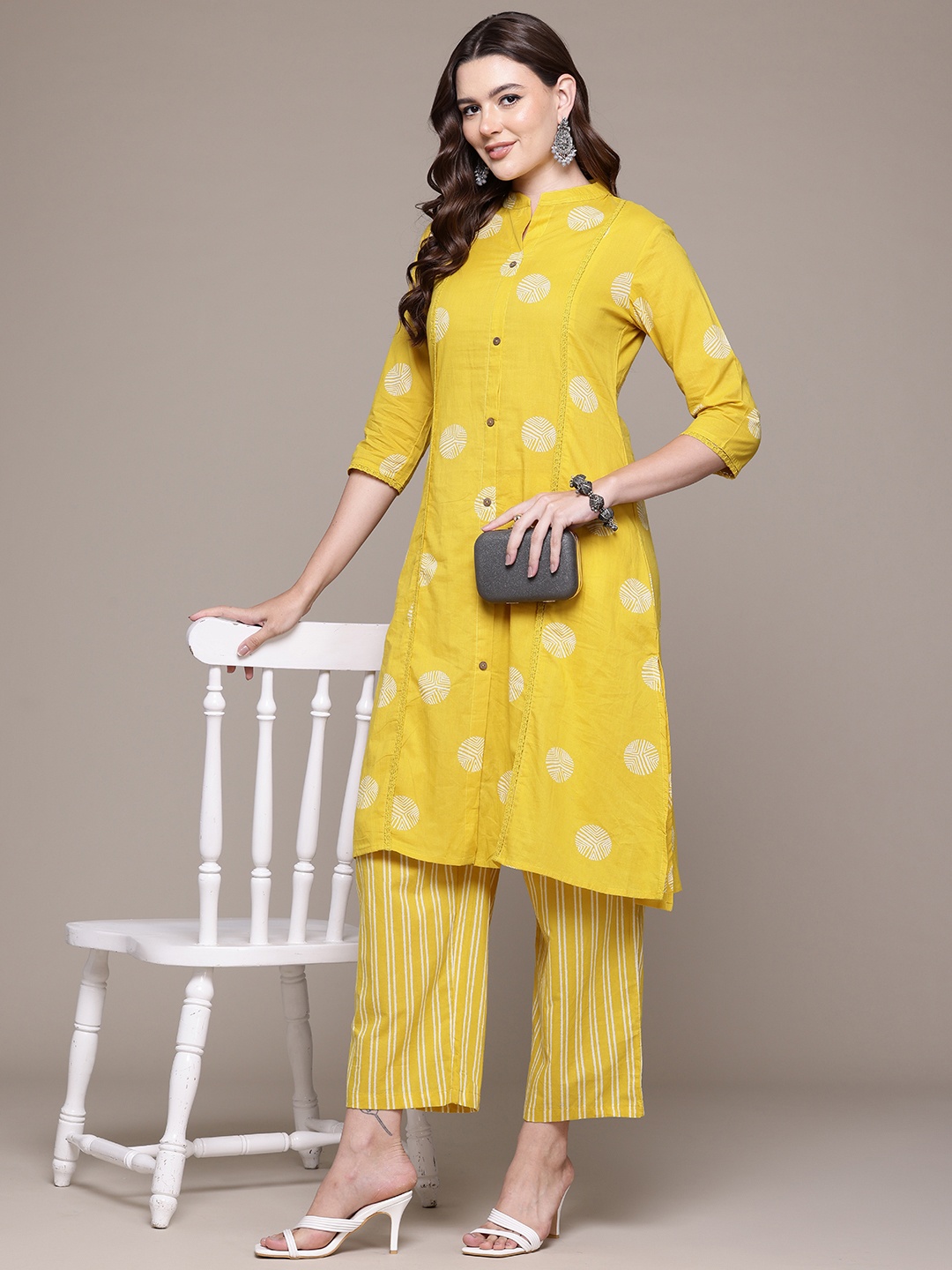 

Readiprint Printed Pure Cotton Kurta with Palazzos, Mustard