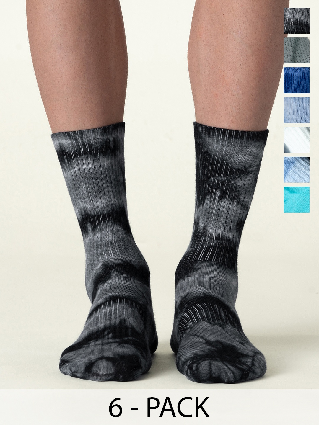 

DaMENSCH Statement Combed Compact Cotton Tie Dye Calf Length Socks Gift Box, Green