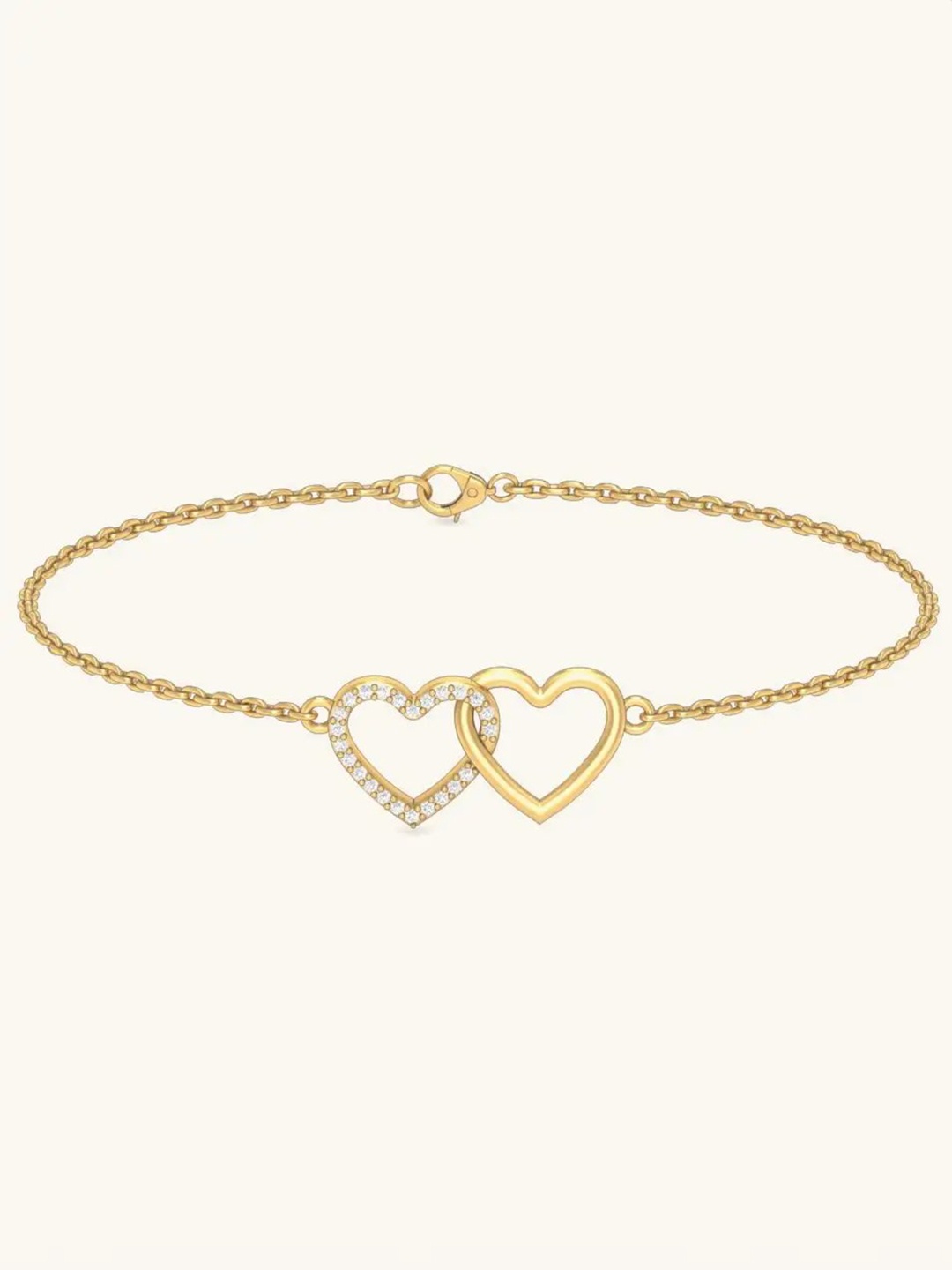 

Mabel 925 Sterling Silver 18K Gold-Plated Cubic Zirconia Heart Chain Link Bracelet