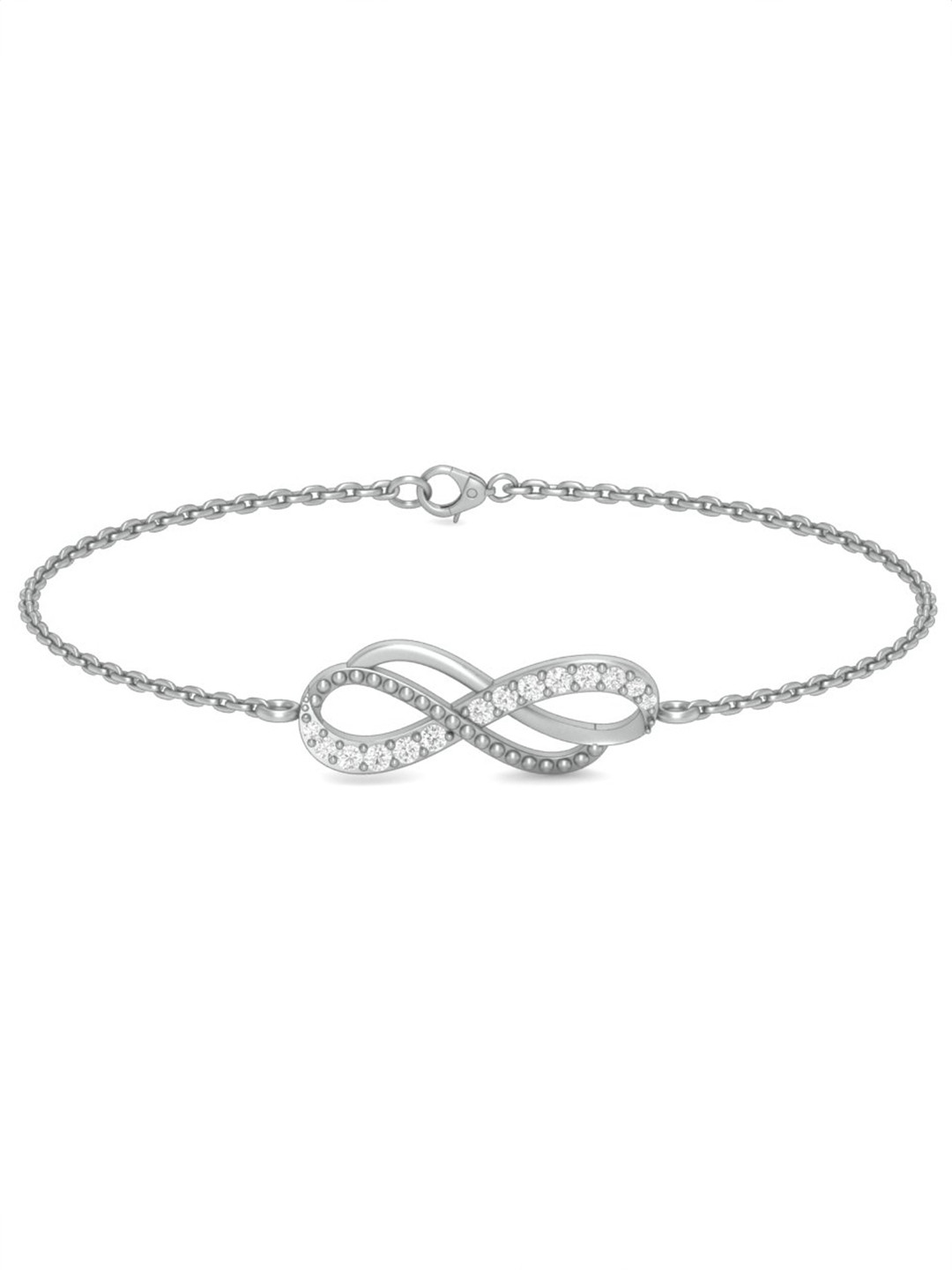 

Mabel 925 Sterling Silver Rhodium Plated Cubic Zirconia Infinity Chain Link Bracelet