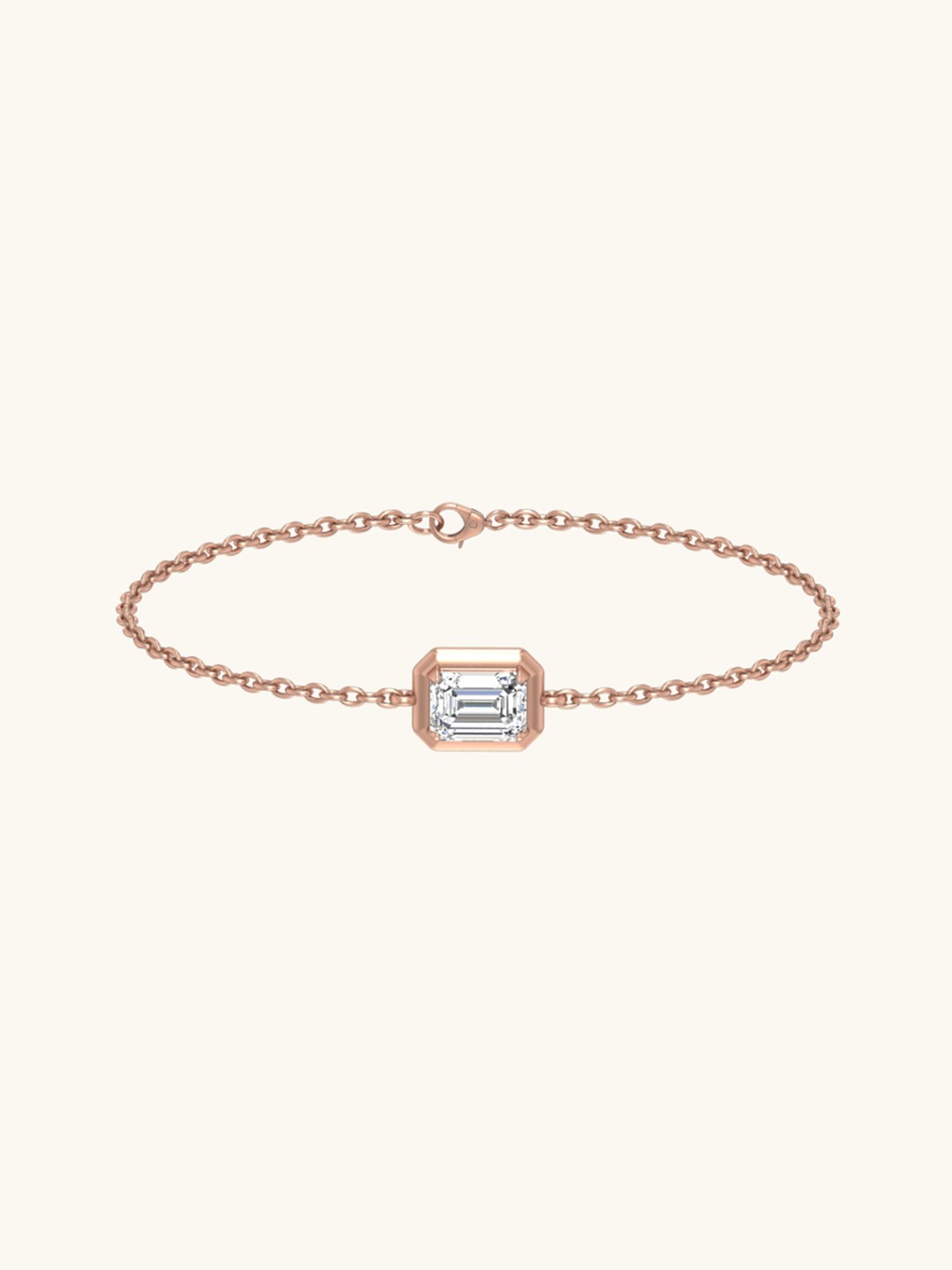 

Mabel 925 Sterling Silver Rose Gold-Plated Emerald Cut Solitaire Link Bracelet