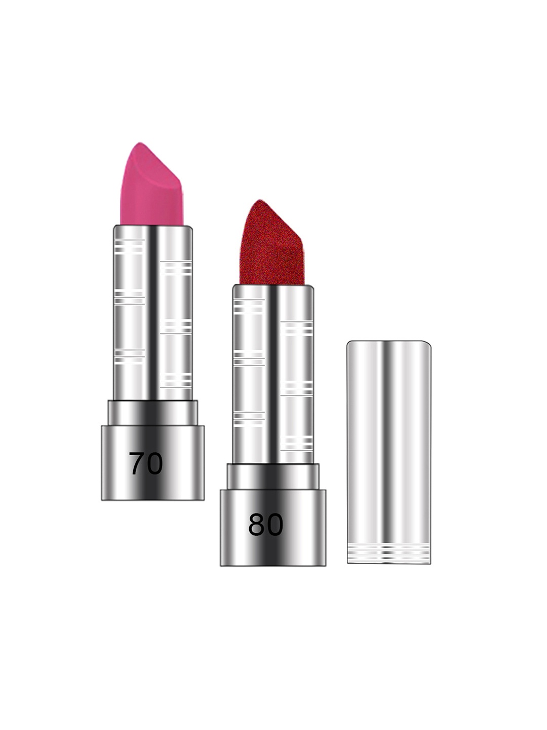 

AQVAL Set of 2 Long Lasting Matte Sil-Lipsticks with Jojoba Oil - Shade 70-80, Pink