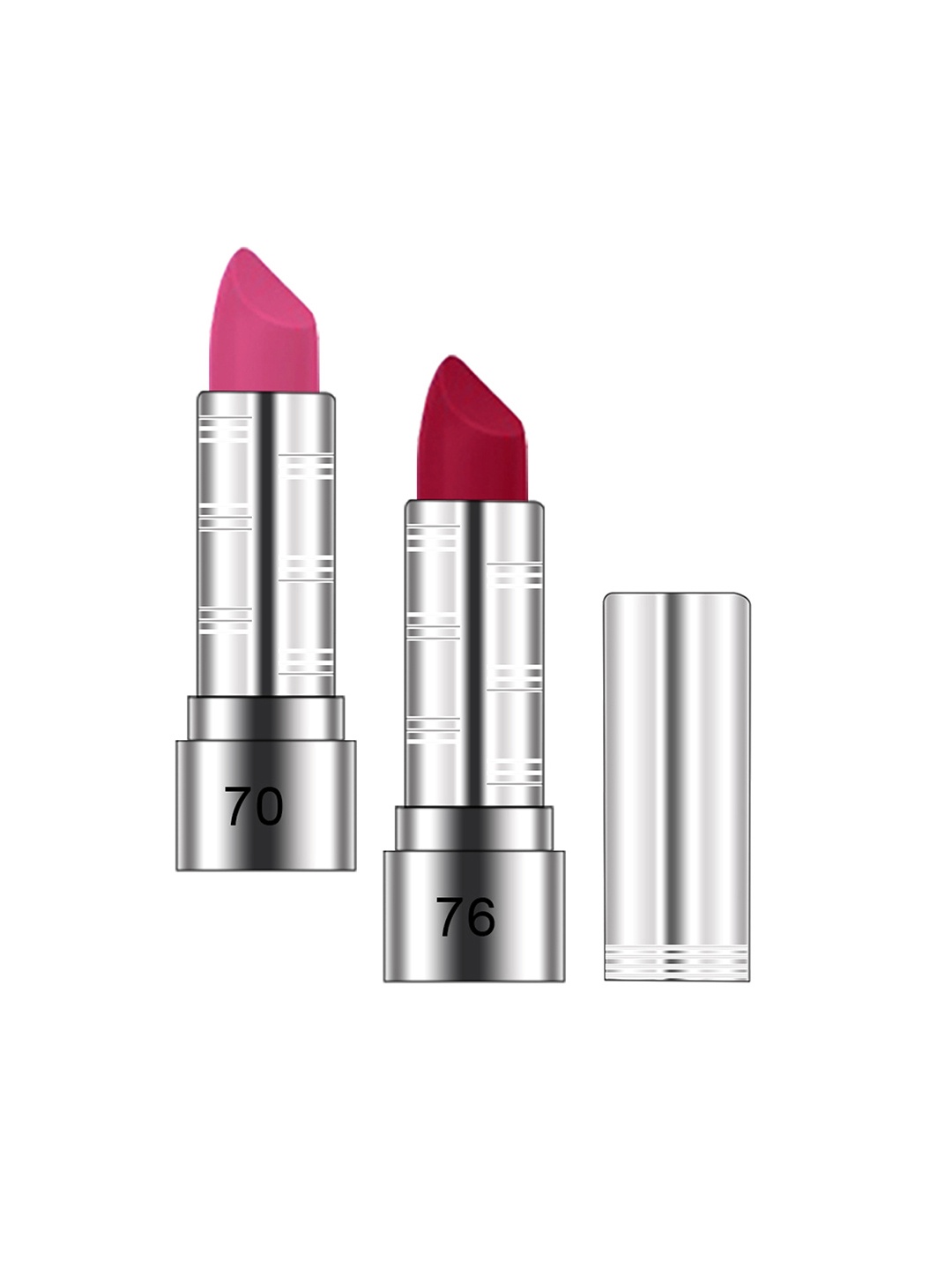 

AQVAL Set of 2 Long Lasting Matte Sil-Lipsticks with Jojoba Oil - Shade 70-76, Red