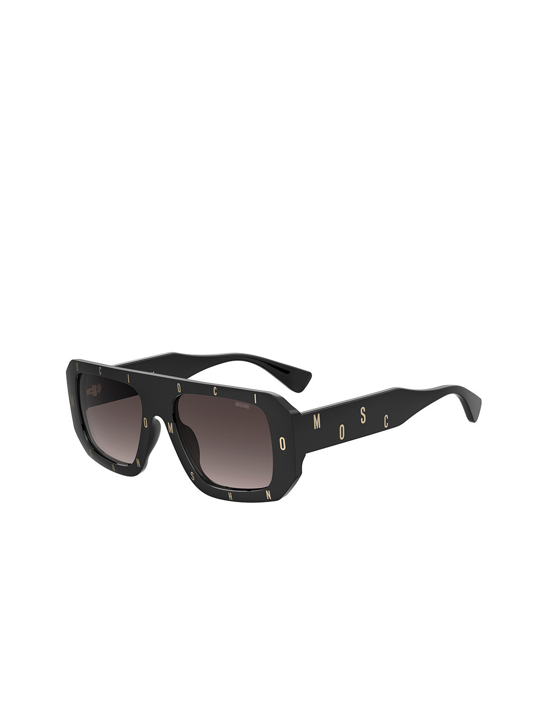 

MOSCHINO Logo Logo Women Rectangle UV Protected Sunglasses 827886073757-Dark Grey Shaded