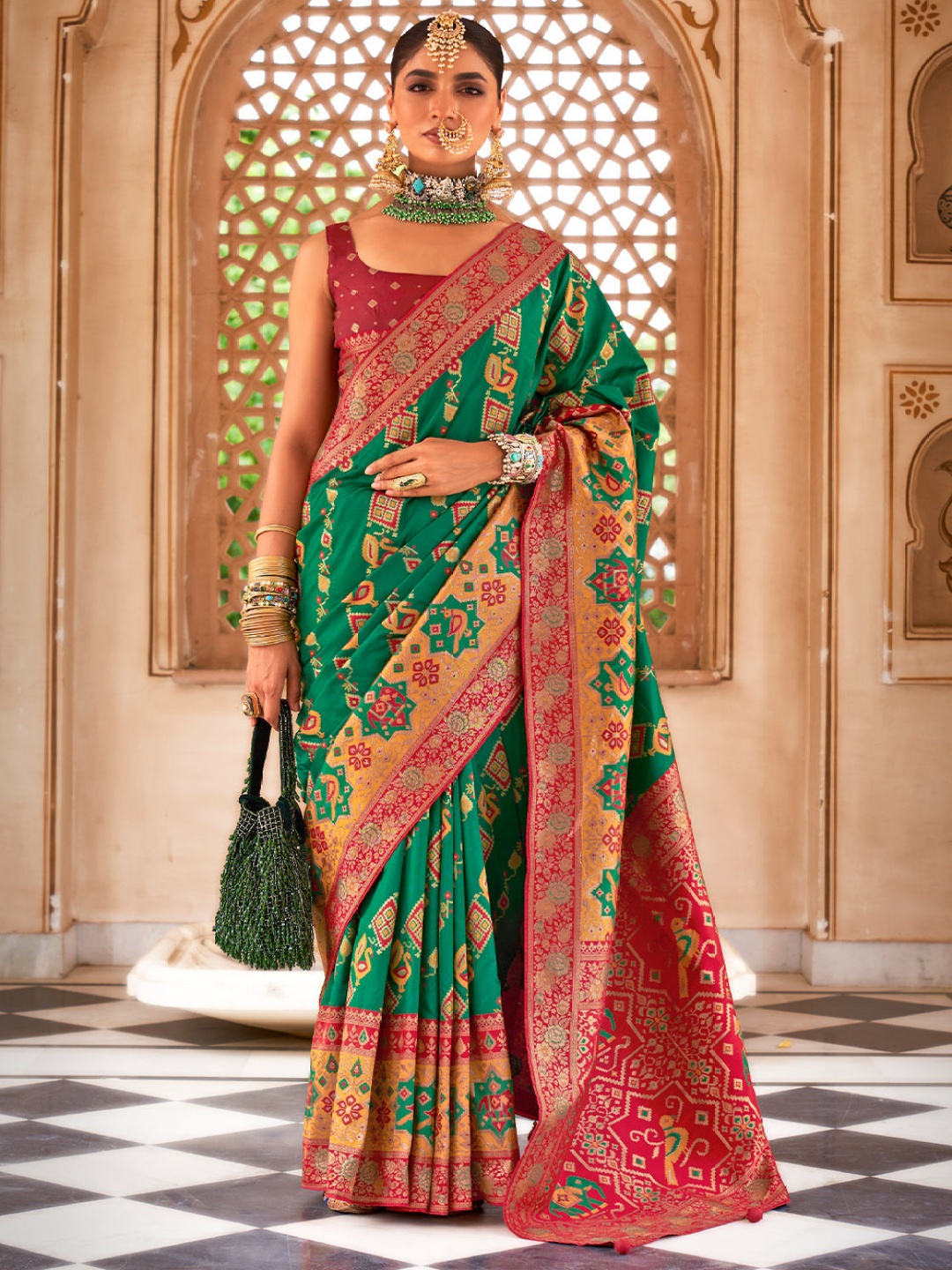 

MySilkLove Woven Design Zari Patola Saree, Green