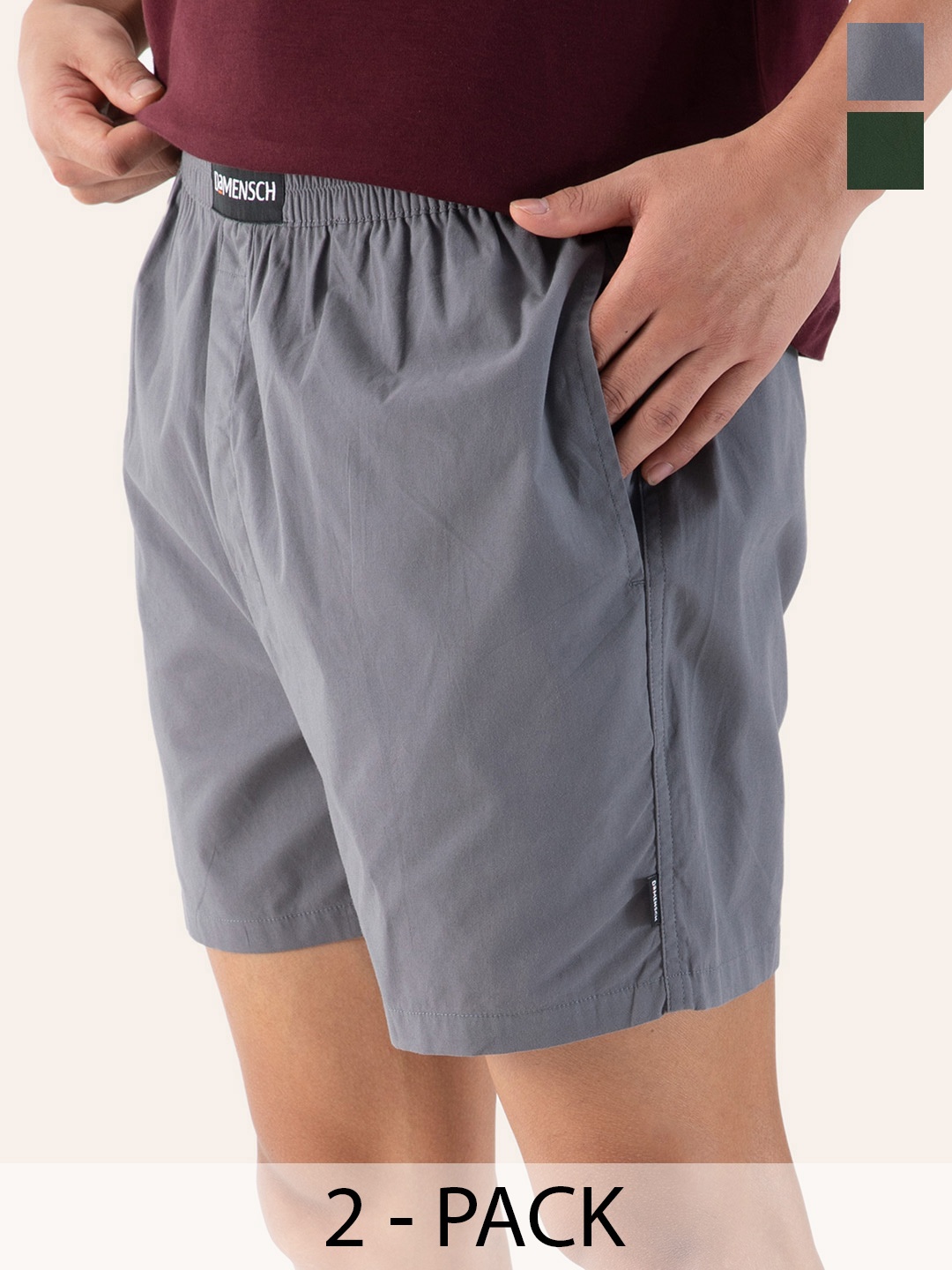 

DaMENSCH Breeeze Ultralight Cotton Outer Boxer Shorts Gift Box, Green