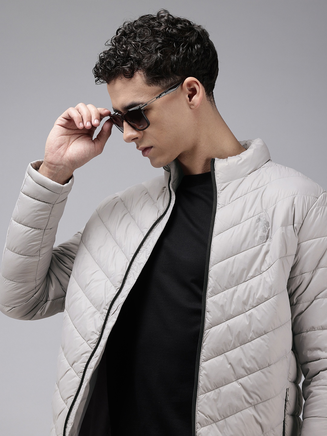 

U.S. Polo Assn. Denim Co. Mock Collar Puffer Jacket, Grey