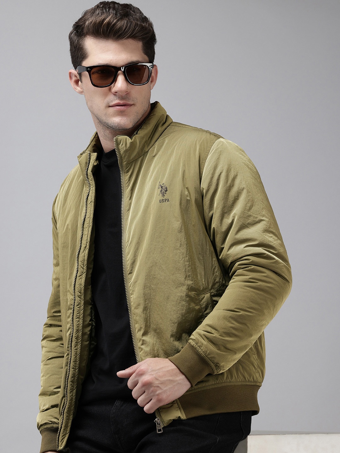 

U.S. Polo Assn. Denim Co. Mock Collar Bomber Jacket, Olive